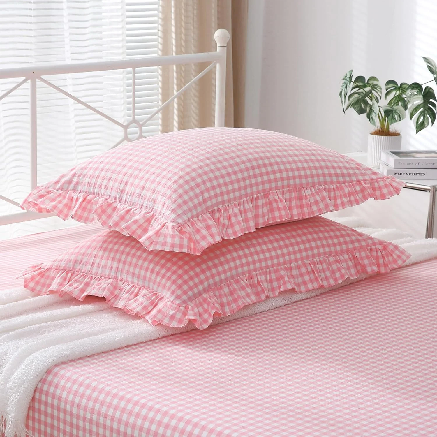 رو بالشتی های راه راه صورتی مرجانی و سفید K MASANIJI، سایز استاندارد 50x66 سانتی متر، 100% پنبه ای طرح دار (50x66 سانتی متر، راه راه صورتی مرجانی/سفید)، بسته 2 عددی رو بالشتی های راه راه صورتی مرجانی و سفید K MASANIJI، سایز استاندارد 50x66 سانتی متر، 100% پنبه ای طرح دار (50x66 سانتی متر، راه راه صورتی مرجانی/سفید)، بسته 2 عددی