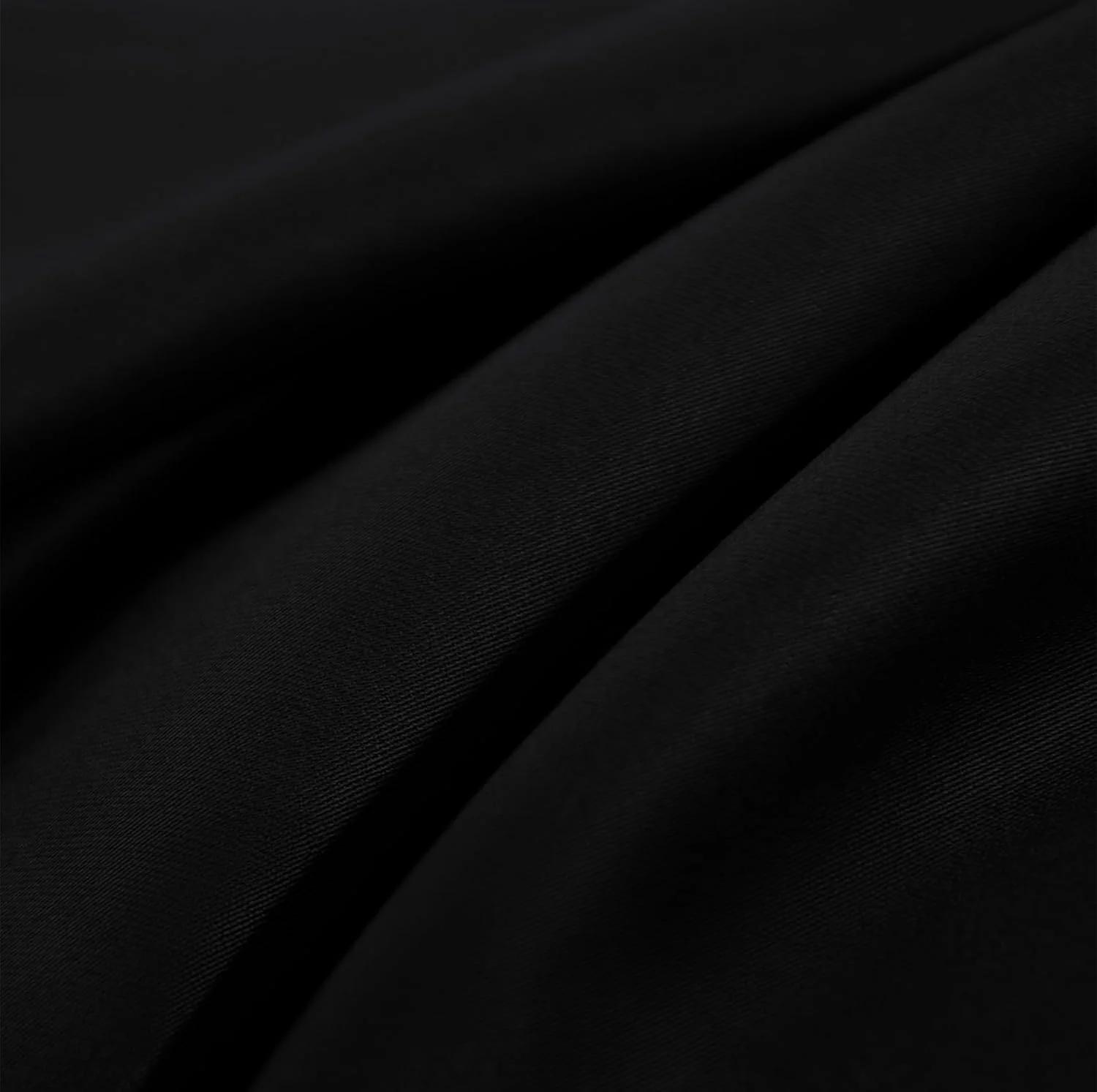 روبالشی های کینگ سایز لینن والاس، 100% پنبه مصری، 50x90 سانتی متر، بافت ساتن 600 نخ، نرم و لطیف، 100% پنبه با الیاف بلند، روبالشی خنک و تنفس پذیر (مشکی)
