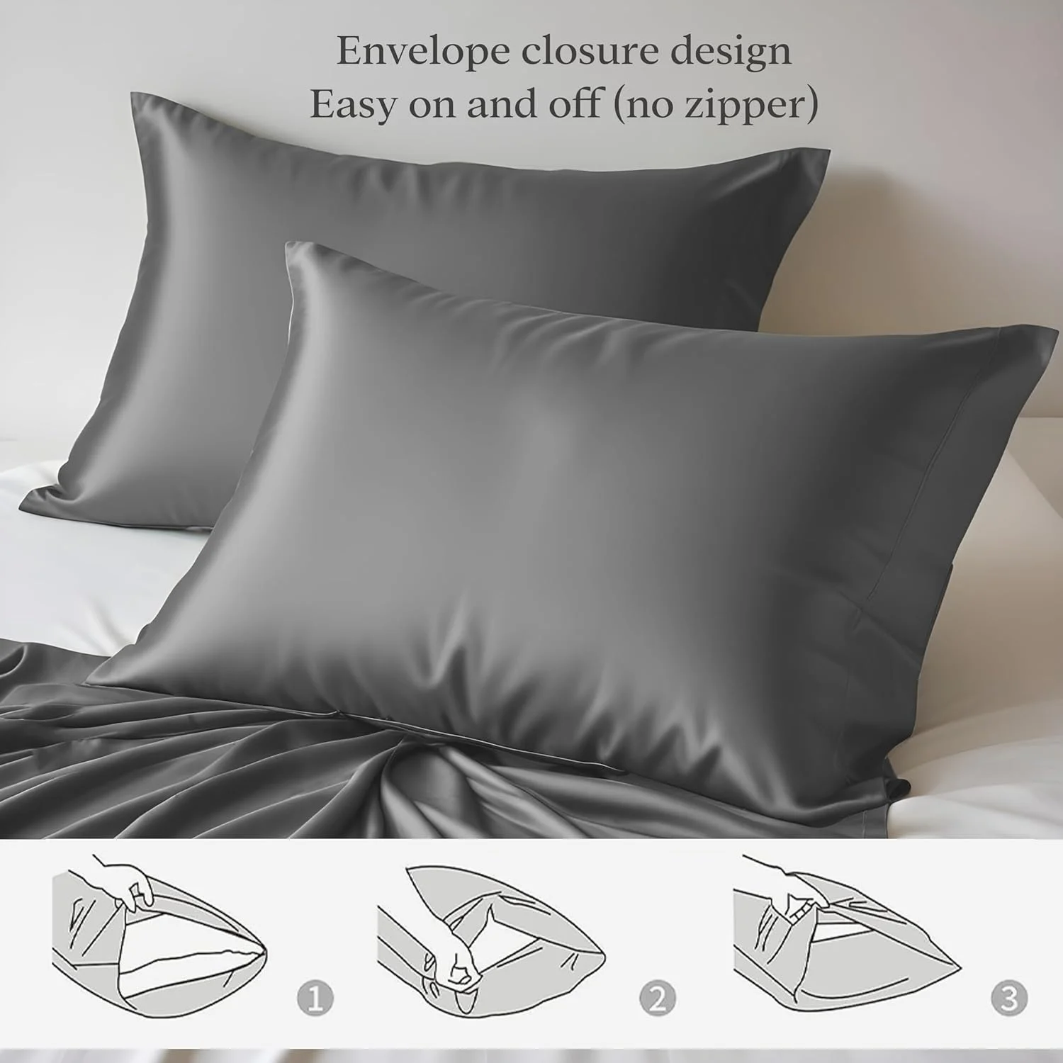 رو بالشی لینن والاس ابریشم مصنوعی بامبو، ست 2 عددی، سایز استاندارد، خنک و نرم، سبک هتل، رو بالشی پاکتی تنفسی (50x75 سانتی متر، خاکستری روشن) رو بالشی لینن والاس ابریشم مصنوعی بامبو، ست 2 عددی، سایز استاندارد، خنک و نرم، سبک هتل، رو بالشی پاکتی تنفسی (50x75 سانتی متر، خاکستری روشن)