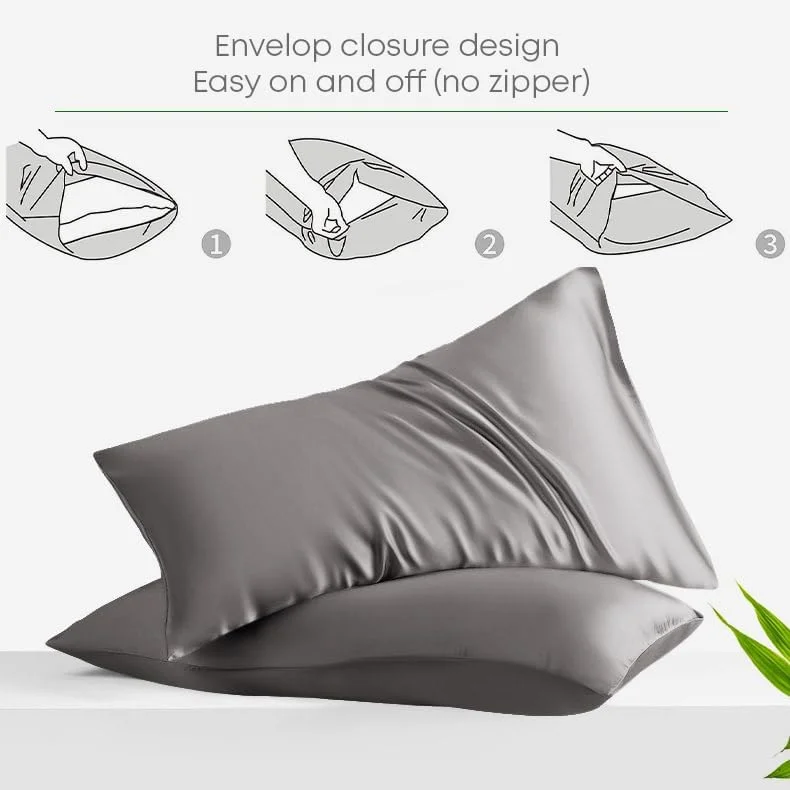 روبالشی ابریشم بامبو ارگانیک 100% LINENWALAS برای مو و پوست - نرم، قابل تنفس، صاف، خنک کننده - سایز کینگ 50x90 سانتی متر، 2 عدد (کینگ، خاکستری روشن) روبالشی ابریشم بامبو ارگانیک 100% LINENWALAS برای مو و پوست - نرم، قابل تنفس، صاف، خنک کننده - سایز کینگ 50x90 سانتی متر، 2 عدد (کینگ، خاکستری روشن)