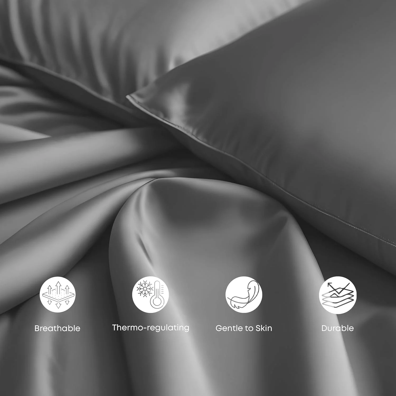 روبالشی ابریشم بامبو ارگانیک 100% LINENWALAS برای مو و پوست - نرم، قابل تنفس، صاف، خنک کننده - سایز کینگ 50x90 سانتی متر، 2 عدد (کینگ، خاکستری روشن) روبالشی ابریشم بامبو ارگانیک 100% LINENWALAS برای مو و پوست - نرم، قابل تنفس، صاف، خنک کننده - سایز کینگ 50x90 سانتی متر، 2 عدد (کینگ، خاکستری روشن)