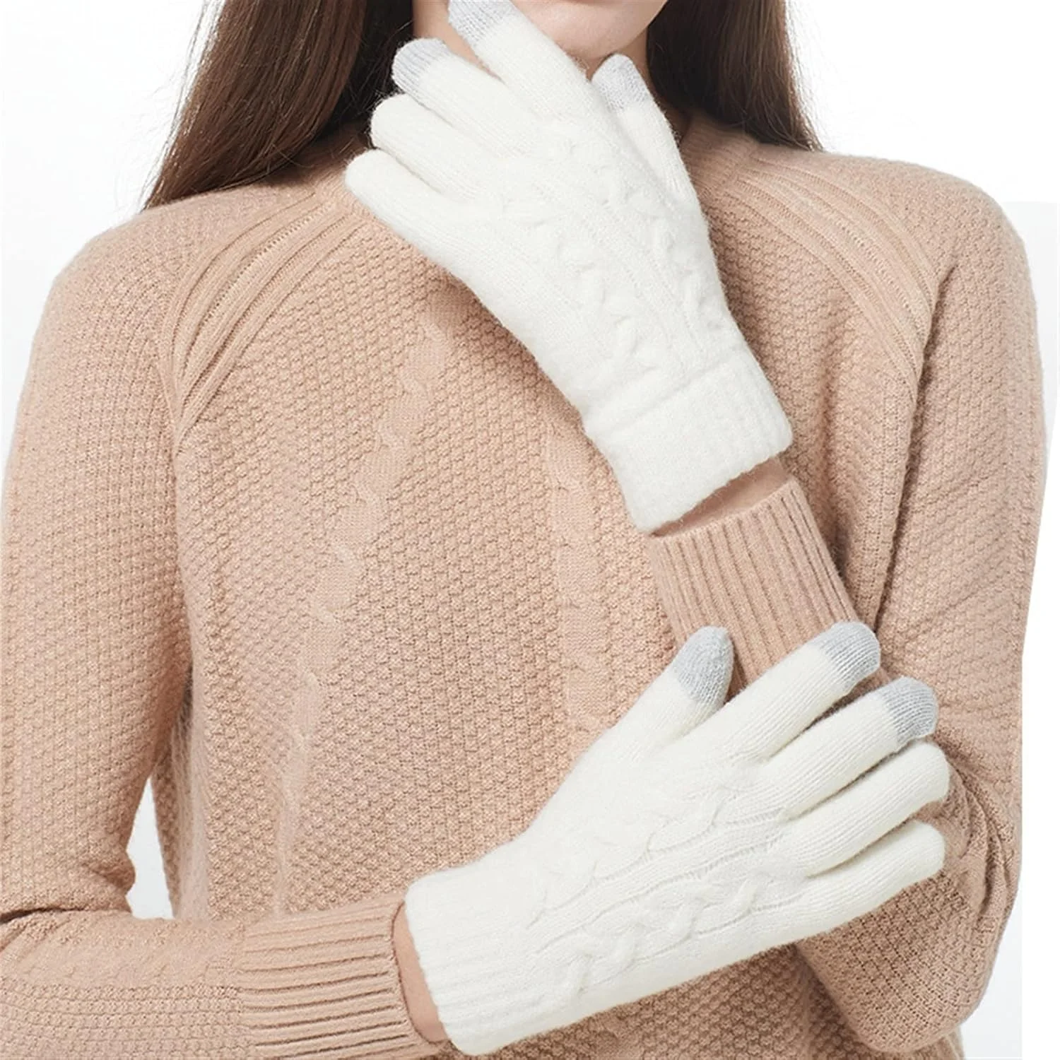 BUYUP Gloves For Women Women's Winter Warm Knit Full Finger Gloves Men's Pure Wool Touch Screen Mittens Ladies Thickened Warm Riding Driving Gloves. (Color : Gray, Size : One Size) BUYUP Gloves For Women Women's Winter Warm Knit Full Finger Gloves Men's Pure Wool Touch Screen Mittens Ladies Thickened Warm Riding Driving Gloves. (Color : Gray, Size : One Size)