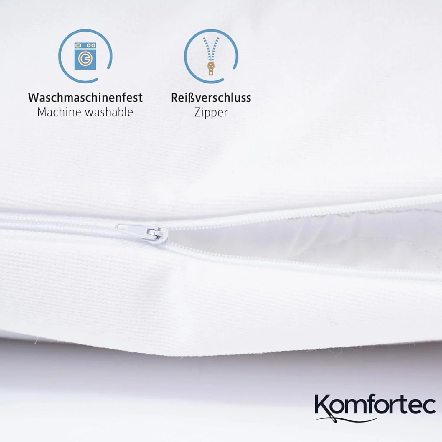 روکش ضد آب کوسن Komfortec، ست 2 عددی، 45 × 45 سانتی متر با زیپ، تنفس پذیر، روکش های بالش ضد حساسیت، ضد کنه، 2 عدد محافظ کوسن، سفید روکش ضد آب کوسن Komfortec، ست 2 عددی، 45 × 45 سانتی متر با زیپ، تنفس پذیر، روکش های بالش ضد حساسیت، ضد کنه، 2 عدد محافظ کوسن، سفید