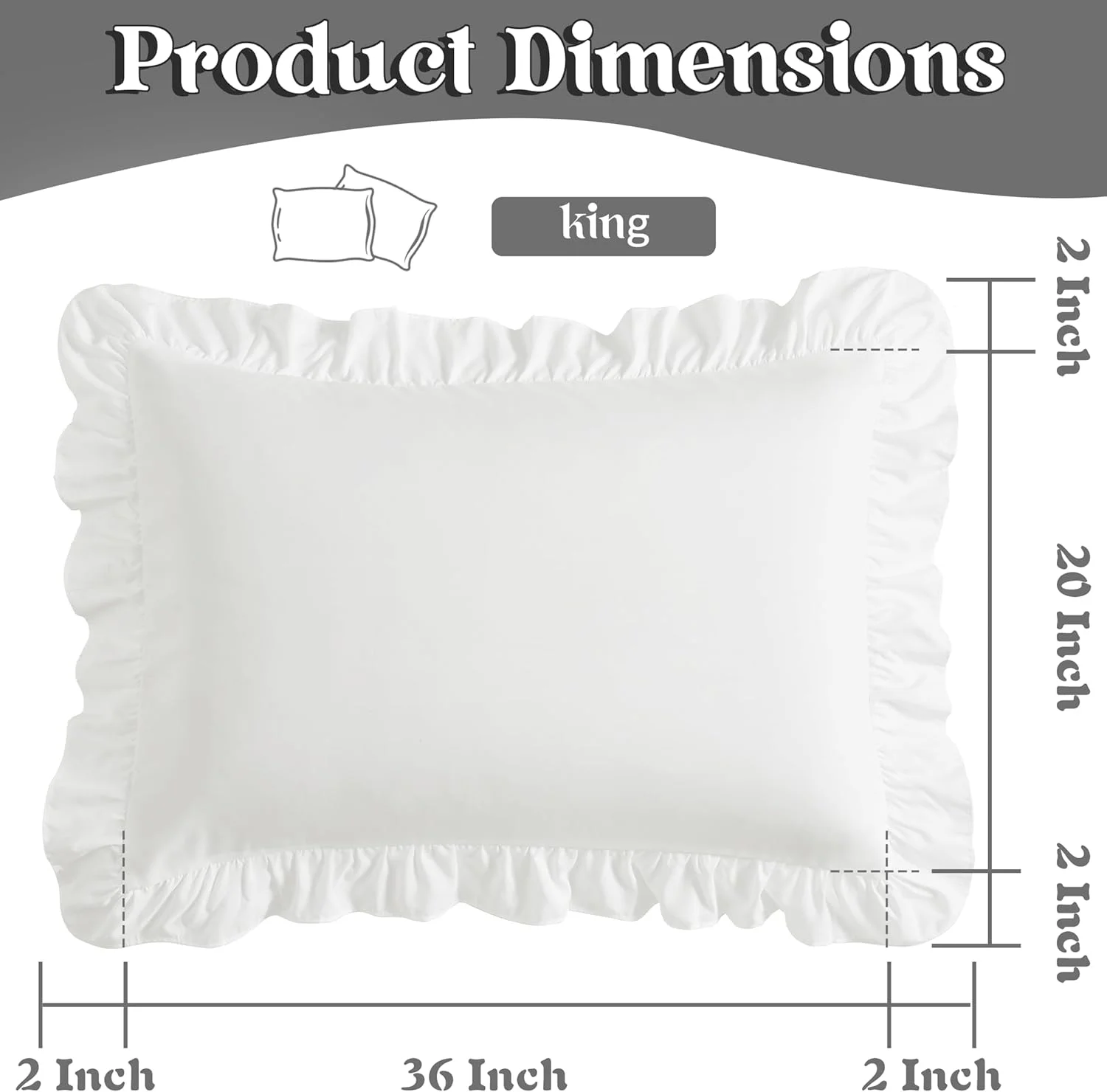 ست 2 عددی روبالشی چیندار KKJIAF سایز کینگ، روکش بالش چیندار با بستن پاکتی، روبالشی مقاوم در برابر چروک 50 در 90 سانتیمتر، روبالشی چیندار، سفید ست 2 عددی روبالشی چیندار KKJIAF سایز کینگ، روکش بالش چیندار با بستن پاکتی، روبالشی مقاوم در برابر چروک 50 در 90 سانتیمتر، روبالشی چیندار، سفید