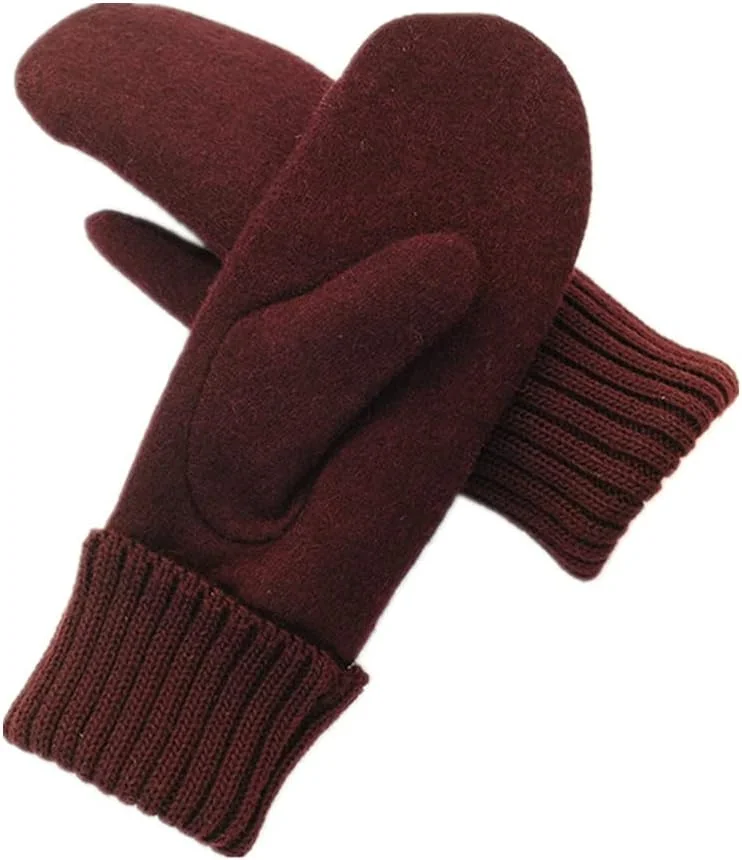 دستکش های زمستانی زنانه ترمه، دستکش های حرارتی بافتنی نرم و ضخیم، دستکش های تمام انگشتی، آستر پشمی، رنگ ثابت، شیک برای خرید، رانندگی، اسکی، دوچرخه سواری، موتور سیکلت، هدیه کریسمس