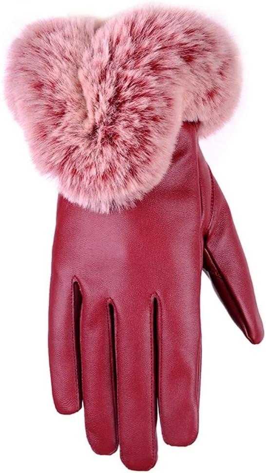دستکش های زمستانی زنانه Aimeely، دستکش های گرم و پشمالو، قرمز، سایز آزاد