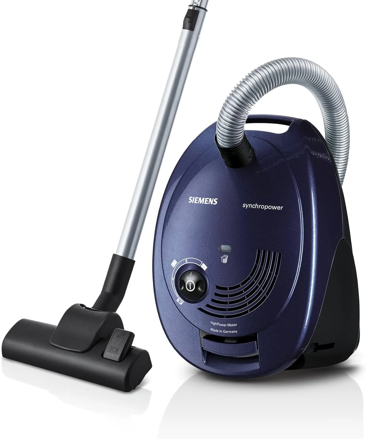 جاروبرقی کیسه ای زیمنس مدل Synchropower VS06A111، جاروبرقی زمینی، فیلتر بهداشتی، نازل کف برای سطوح سخت و فرش، قدرت مکش قوی، کابل بلند، ابزار شکاف، 600 وات، آبی جاروبرقی کیسه ای زیمنس مدل Synchropower VS06A111، جاروبرقی زمینی، فیلتر بهداشتی، نازل کف برای سطوح سخت و فرش، قدرت مکش قوی، کابل بلند، ابزار شکاف، 600 وات، آبی