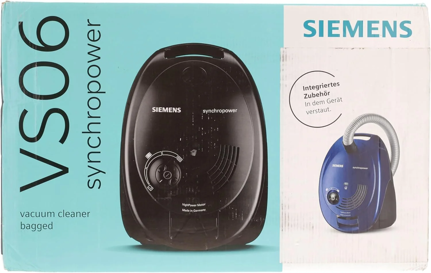 جاروبرقی کیسه ای زیمنس مدل Synchropower VS06A111، جاروبرقی زمینی، فیلتر بهداشتی، نازل کف برای سطوح سخت و فرش، قدرت مکش قوی، کابل بلند، ابزار شکاف، 600 وات، آبی جاروبرقی کیسه ای زیمنس مدل Synchropower VS06A111، جاروبرقی زمینی، فیلتر بهداشتی، نازل کف برای سطوح سخت و فرش، قدرت مکش قوی، کابل بلند، ابزار شکاف، 600 وات، آبی