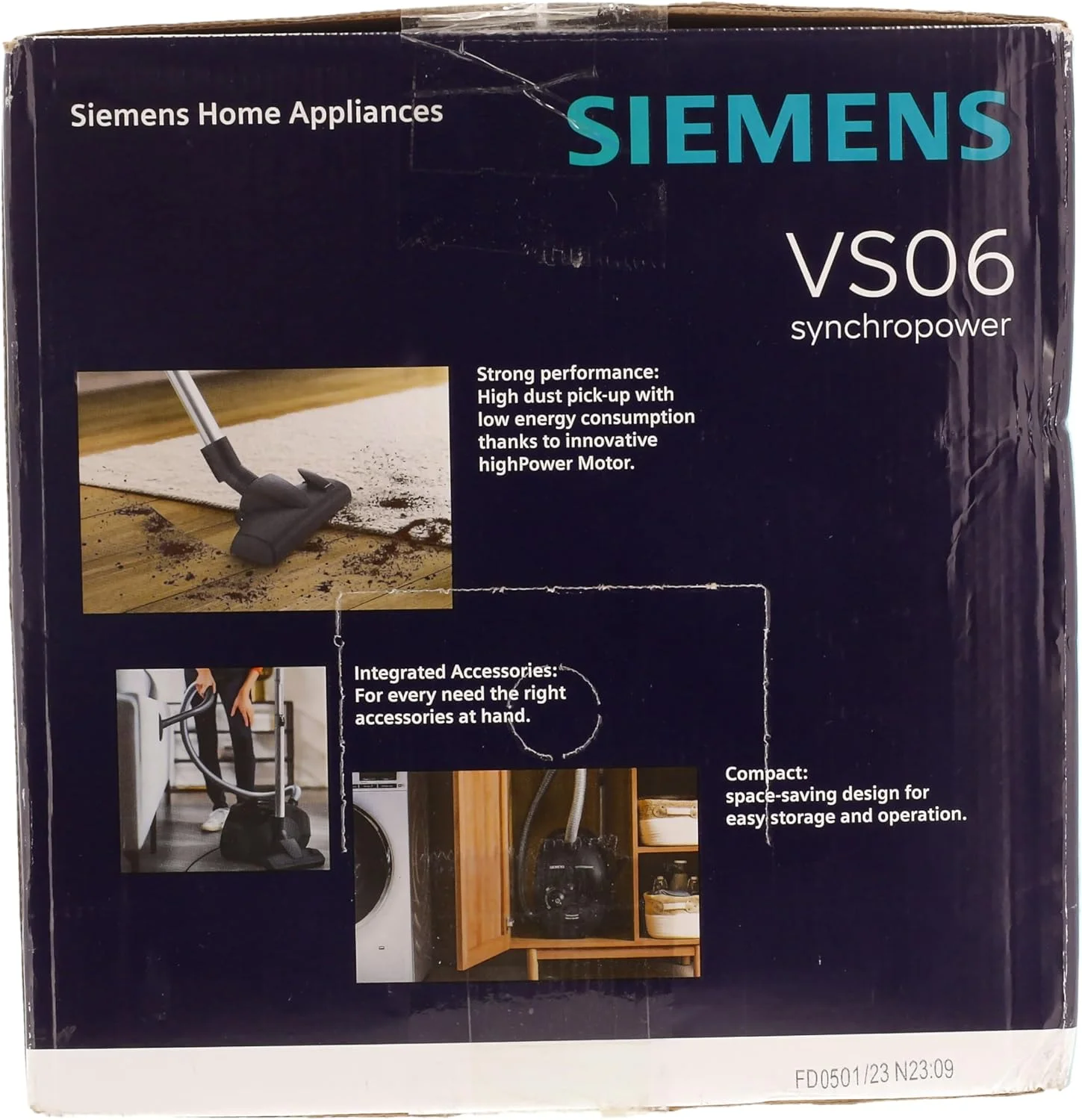 جاروبرقی کیسه ای زیمنس مدل Synchropower VS06A111، جاروبرقی زمینی، فیلتر بهداشتی، نازل کف برای سطوح سخت و فرش، قدرت مکش قوی، کابل بلند، ابزار شکاف، 600 وات، آبی جاروبرقی کیسه ای زیمنس مدل Synchropower VS06A111، جاروبرقی زمینی، فیلتر بهداشتی، نازل کف برای سطوح سخت و فرش، قدرت مکش قوی، کابل بلند، ابزار شکاف، 600 وات، آبی