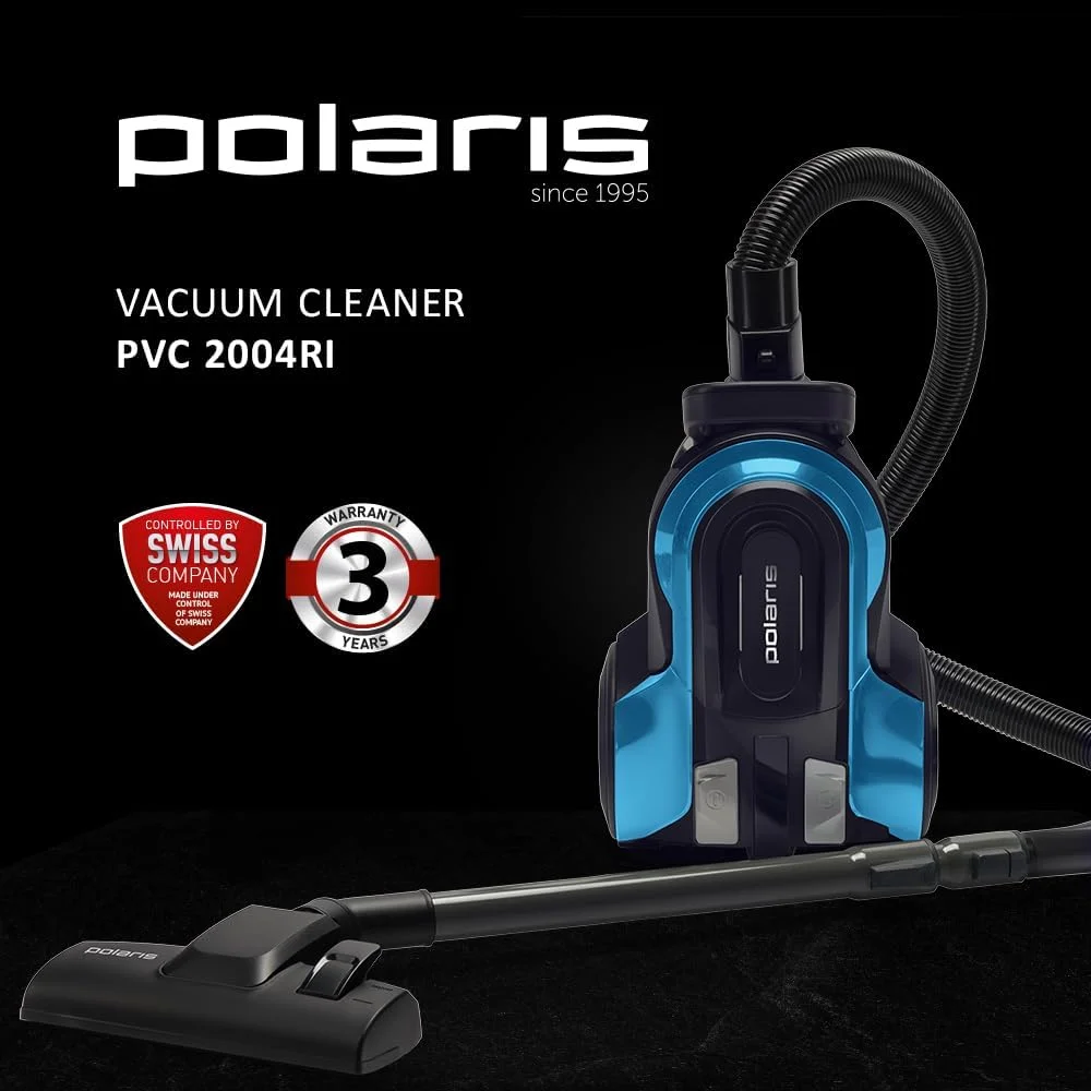 جاروبرقی بدون کیسه چند سیکلونی Polaris PVC 2004Ri | 2000 وات | قدرت مکش 560 aW | HEPA 13 + میکروفیلتر | کنترل از راه دور | یونیزاسیون | مخزن گرد و غبار 2.5 لیتری | برس توربو | لوله فولادی تلسکوپی | سیم 5 متری