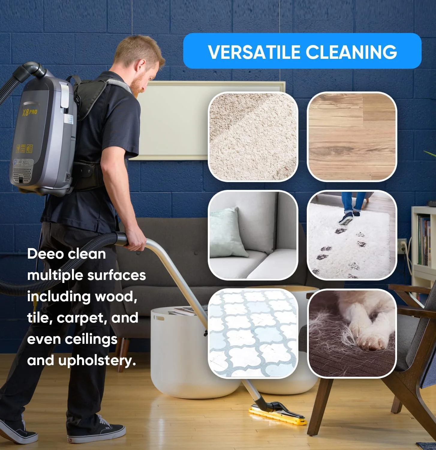 جاروبرقی کوله پشتی سطلی Prolux X8 Pro با بندهای قابل تنظیم چند نقطه ای ممتاز، کیت ابزار لوکس و سیم 50 فوتی درجه تجاری جاروبرقی کوله پشتی سطلی Prolux X8 Pro با بندهای قابل تنظیم چند نقطه ای ممتاز، کیت ابزار لوکس و سیم 50 فوتی درجه تجاری