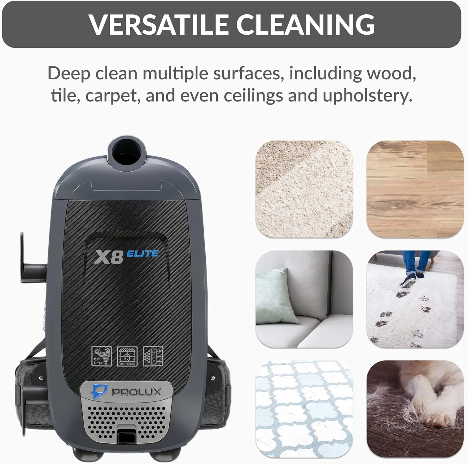 جاروبرقی سطلی کوله پشتی Prolux X8 Elite با بندهای قابل تنظیم چند نقطه ای ممتاز، ابزارهای لوکس و کیت پاورهد جاروبرقی سطلی کوله پشتی Prolux X8 Elite با بندهای قابل تنظیم چند نقطه ای ممتاز، ابزارهای لوکس و کیت پاورهد