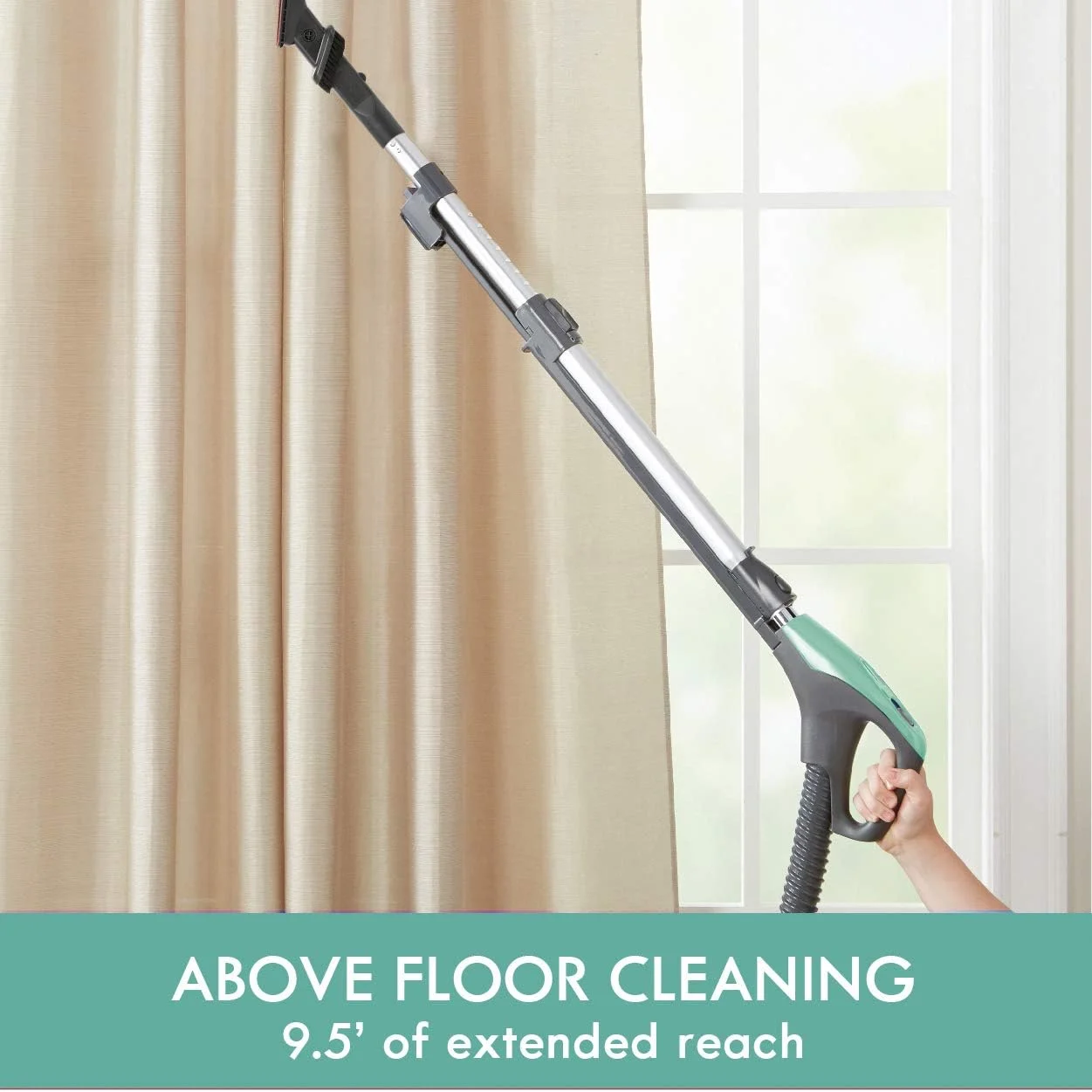 جاروبرقی کیسه ای سبک وزن کنمور مناسب حیوانات خانگی با لوله تلسکوپی بلند، فیلتر HEPA، سیم جمع شونده و 2 ابزار تمیز کننده، سبز