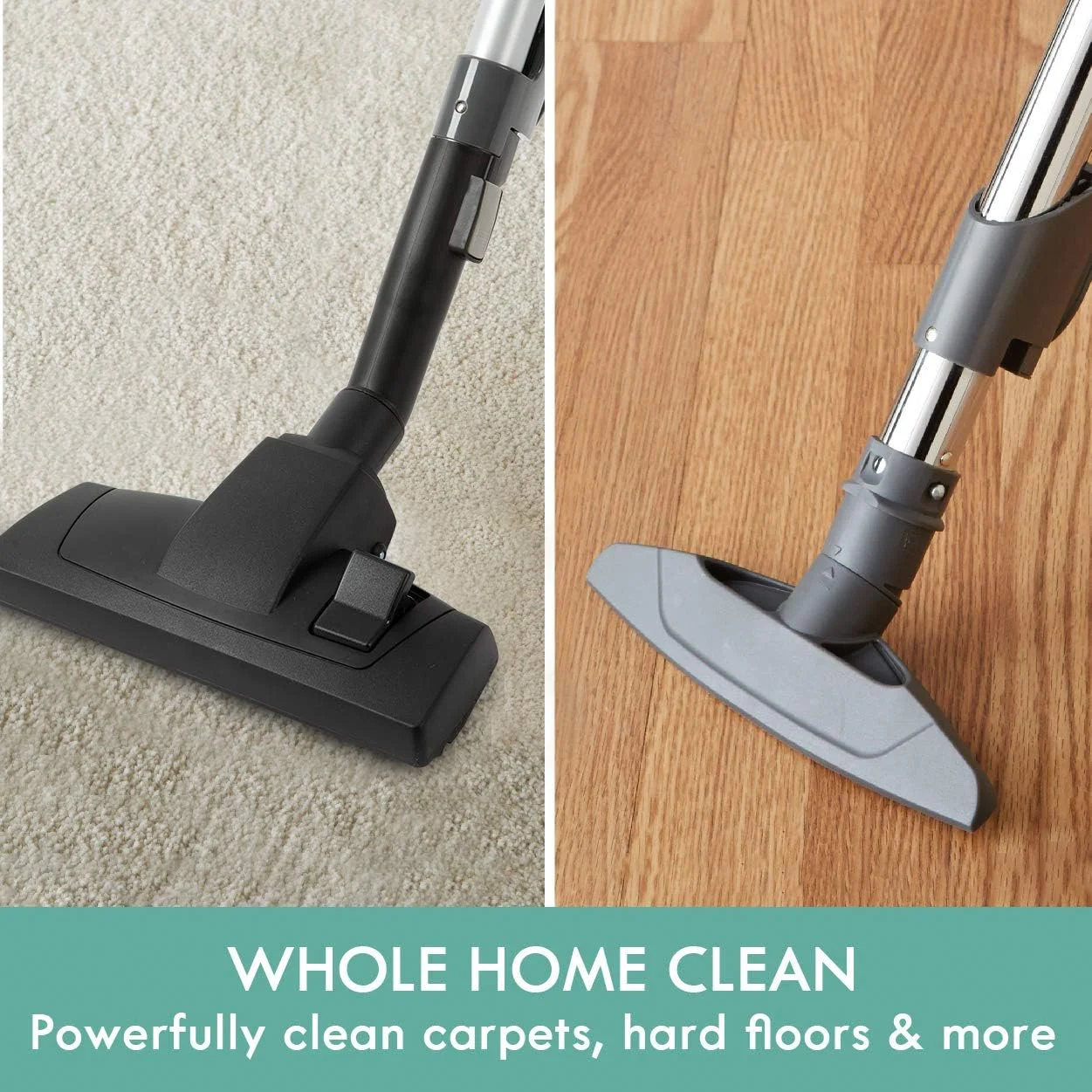 جاروبرقی کیسه ای سبک وزن کنمور مناسب حیوانات خانگی با لوله تلسکوپی بلند، فیلتر HEPA، سیم جمع شونده و 2 ابزار تمیز کننده، سبز