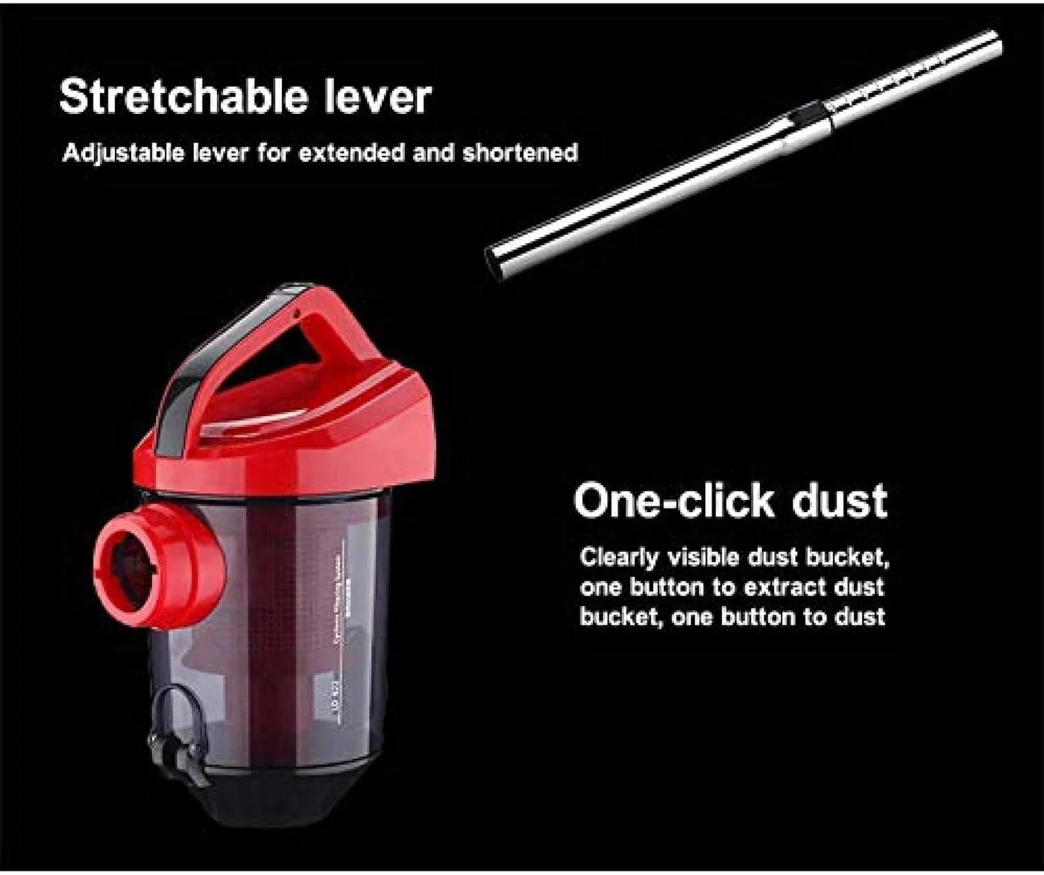 جاروبرقی سطلی سایکلونیک بدون کیسه JWCN، جاروبرقی برقی 1400 واتی با فیلتر HEPA، مخزن گرد و غبار بزرگ 2 لیتری، سیم جمع شونده، به روز