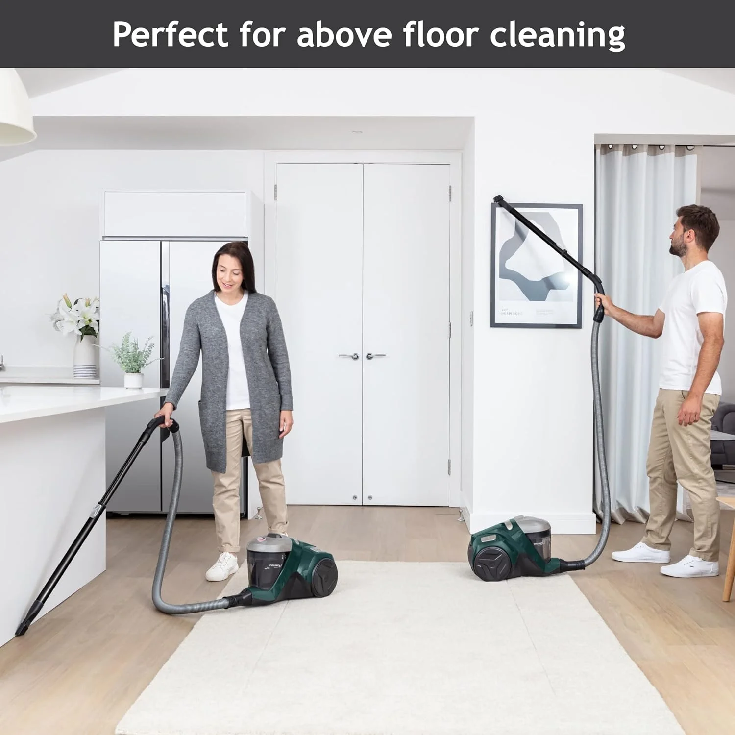 جاروبرقی سطلی هوور H-POWER 300 - سیکلونیک قدرتمند، سبک وزن، دسترسی طولانی و شلنگ کششی اضافی مناسب برای پله ها، فیلتر آلرژی Hepa H13، ظرفیت بزرگ 2 لیتری، بدون کیسه، 850 وات [HP310HM]