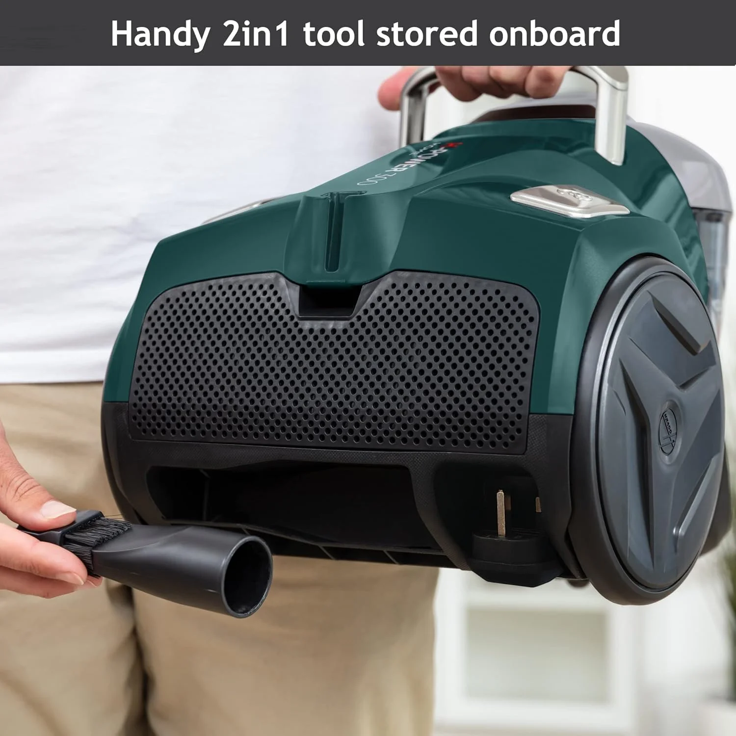 جاروبرقی سطلی هوور H-POWER 300 - سیکلونیک قدرتمند، سبک وزن، دسترسی طولانی و شلنگ کششی اضافی مناسب برای پله ها، فیلتر آلرژی Hepa H13، ظرفیت بزرگ 2 لیتری، بدون کیسه، 850 وات [HP310HM]