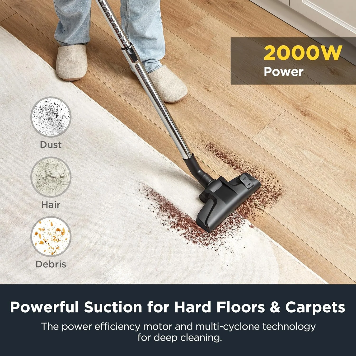 جاروبرقی سطلی یورکا 2000 وات با مخزن گرد و غبار 2.2 لیتری، فیلتراسیون سایکلون، بدون کیسه، فیلتر قابل شستشو مناسب موی حیوانات خانگی، فرش، سرامیک، 220 ولت، آپولو جاروبرقی سطلی یورکا 2000 وات با مخزن گرد و غبار 2.2 لیتری، فیلتراسیون سایکلون، بدون کیسه، فیلتر قابل شستشو مناسب موی حیوانات خانگی، فرش، سرامیک، 220 ولت، آپولو