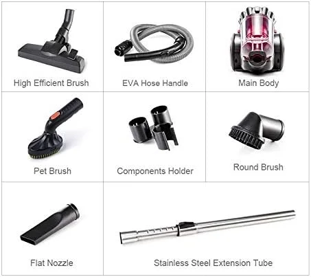 جاروبرقی سطلی خانگی FBREDWS با قدرت مکش بالا، برس مخصوص حیوانات خانگی و لوازم نظافت چند منظوره