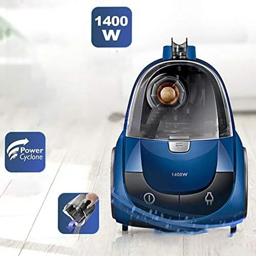 جاروبرقی بیرن 1400 وات کم صدا، جاروبرقی افقی برای منزل، کف سخت، فرش، سبک وزن، قدرت مکش قوی، جاروبرقی سطلی سیم دار، آبی آسمانی.