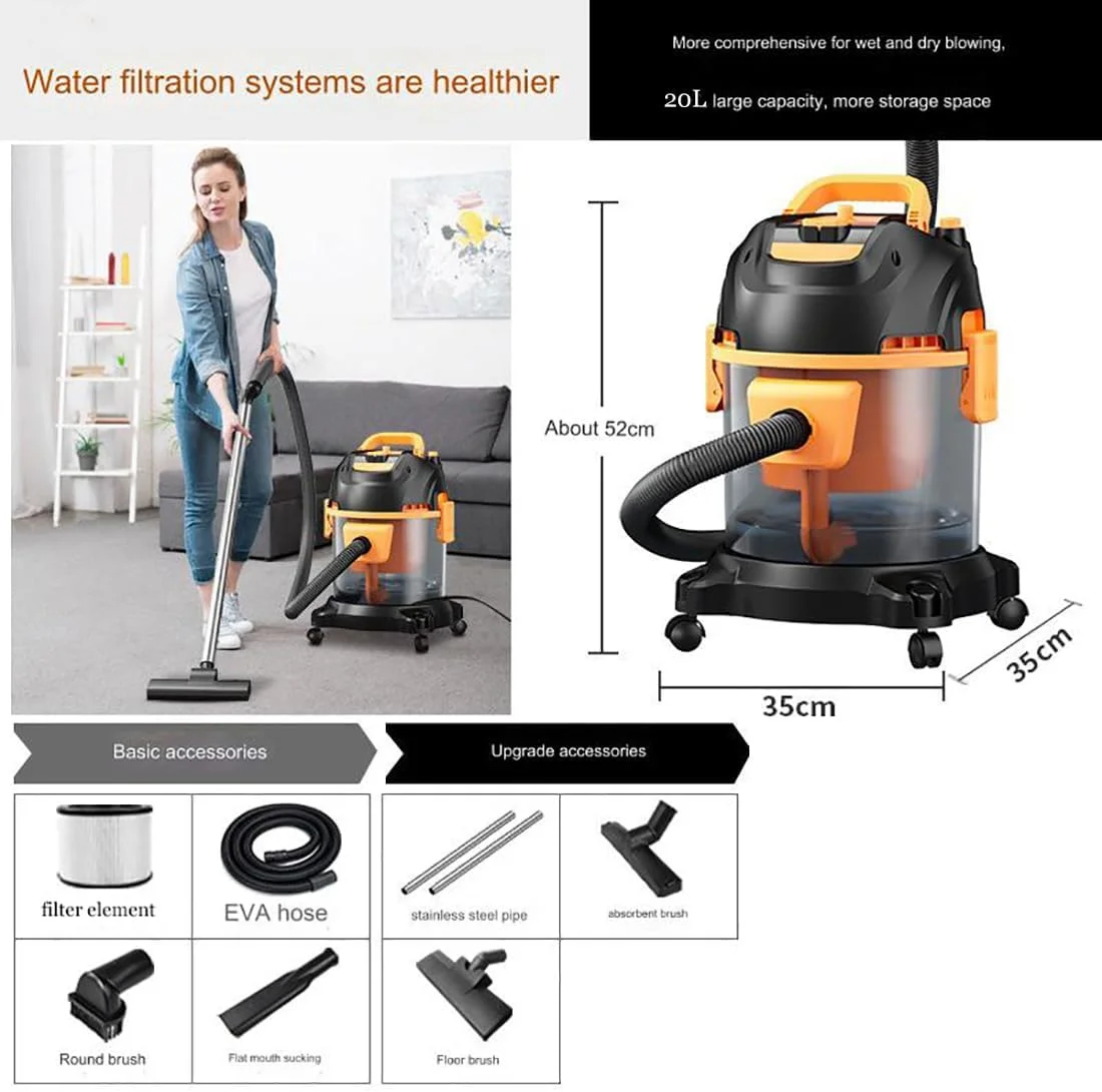 جاروبرقی سطلی بدون کیسه، موتور پرقدرت 2100 وات، جاروبرقی تر و خشک، کنترل 3 سرعته با فیلتر HEPA، مخزن 20 لیتری، مناسب برای کف های سخت، فرش ها، موی حیوانات خانگی، خودرو و باغ جاروبرقی سطلی بدون کیسه، موتور پرقدرت 2100 وات، جاروبرقی تر و خشک، کنترل 3 سرعته با فیلتر HEPA، مخزن 20 لیتری، مناسب برای کف های سخت، فرش ها، موی حیوانات خانگی، خودرو و باغ