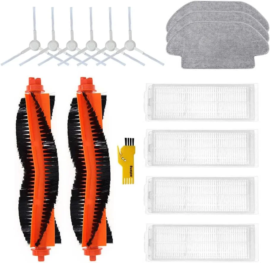 Aotengou Replacement Accessory Kit for Xiaomi Mi Robot Vacuum Mop 2S, Viomi V3, S12 - 2 Main Brushes, 4 Filters, 6 Side Brushes, 3 Wipes
