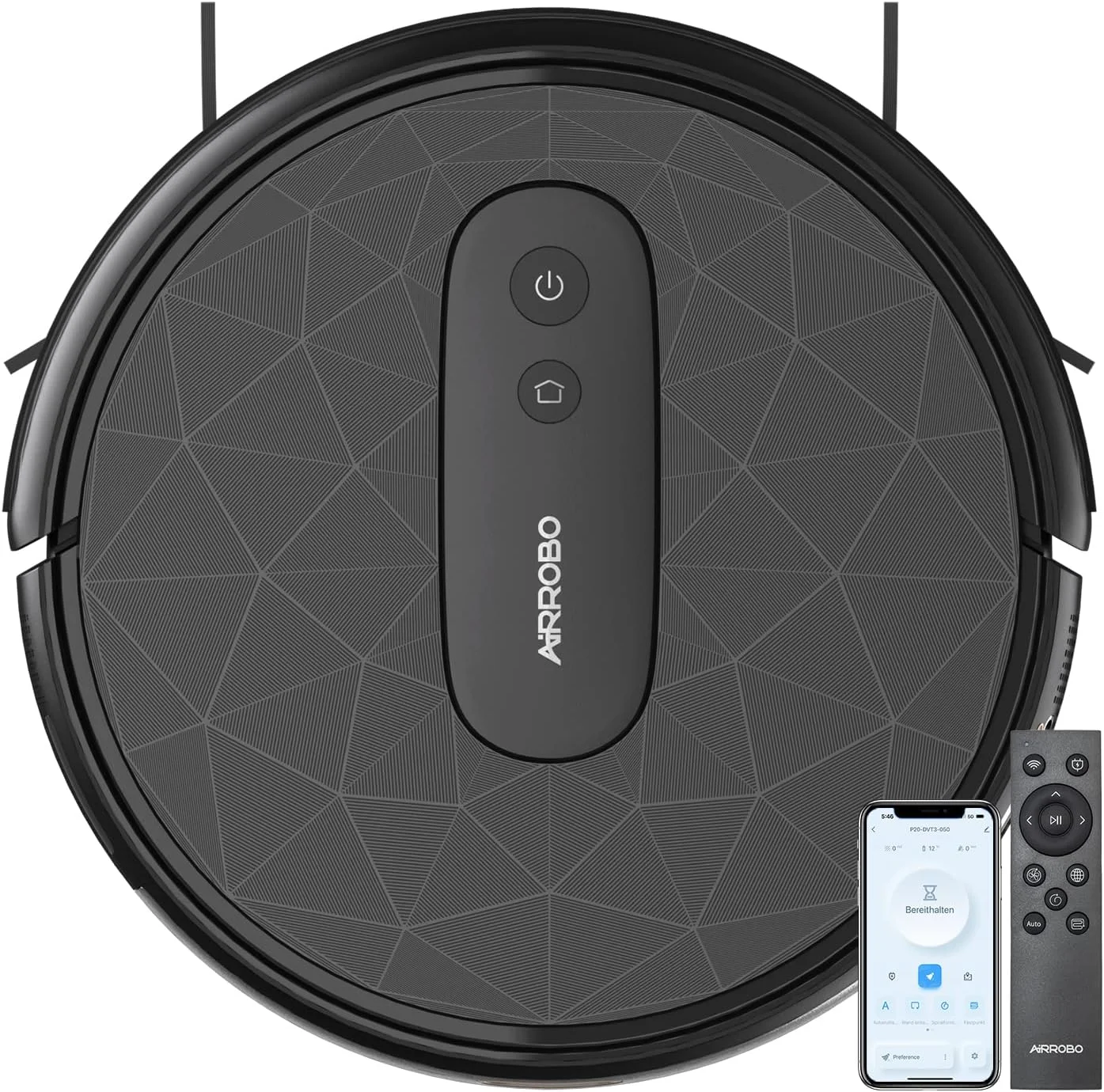 جاروبرقی رباتیک AIRROBO P20 با قدرت مکش 2800Pa، شارژ خودکار، WiFi، زمان کارکرد 120 دقیقه، جاروبرقی رباتیک برای فرش، موی حیوانات خانگی، کف سخت
