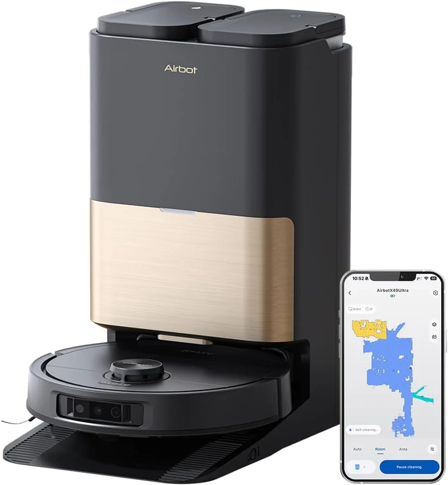 جاروبرقی رباتیک Airbot مدل X40 Ultra با قدرت مکش 17000 پاسکال، دارای تی، اجتناب هوشمندانه از موانع، مجهز به سیستم هوش مصنوعی پیشرفته AirGPT، مسیریابی دقیق، تخلیه خودکار، شستشوی تی و پر کردن مخزن
