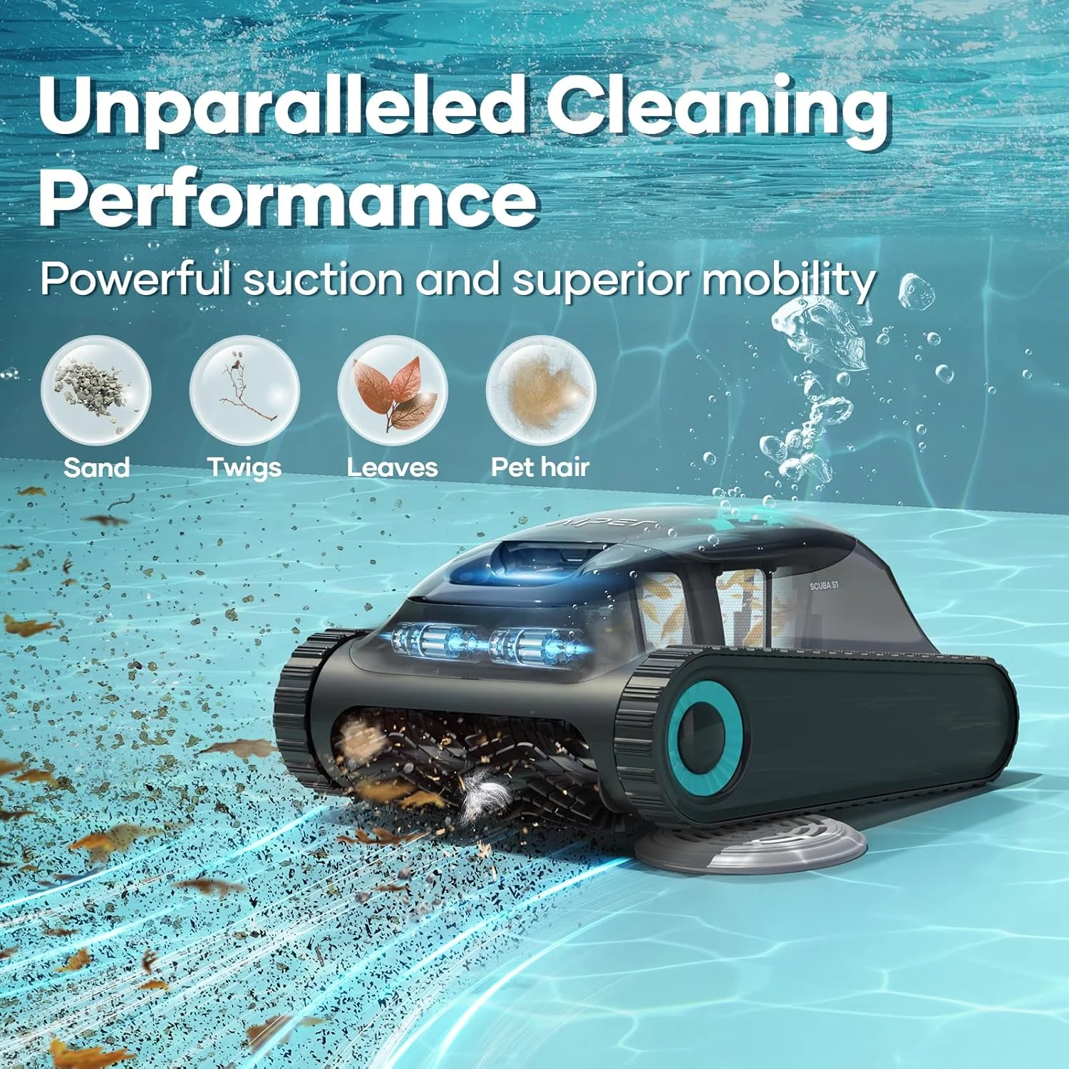 جاروبرقی رباتیک بی سیم AIPER Scuba S1، مسیریابی هوشمند برای استخرهای داخل زمینی تا 1600 فوت مربع، جاروبرقی تمیز کننده دیوار و خط آب جاروبرقی رباتیک بی سیم AIPER Scuba S1، مسیریابی هوشمند برای استخرهای داخل زمینی تا 1600 فوت مربع، جاروبرقی تمیز کننده دیوار و خط آب
