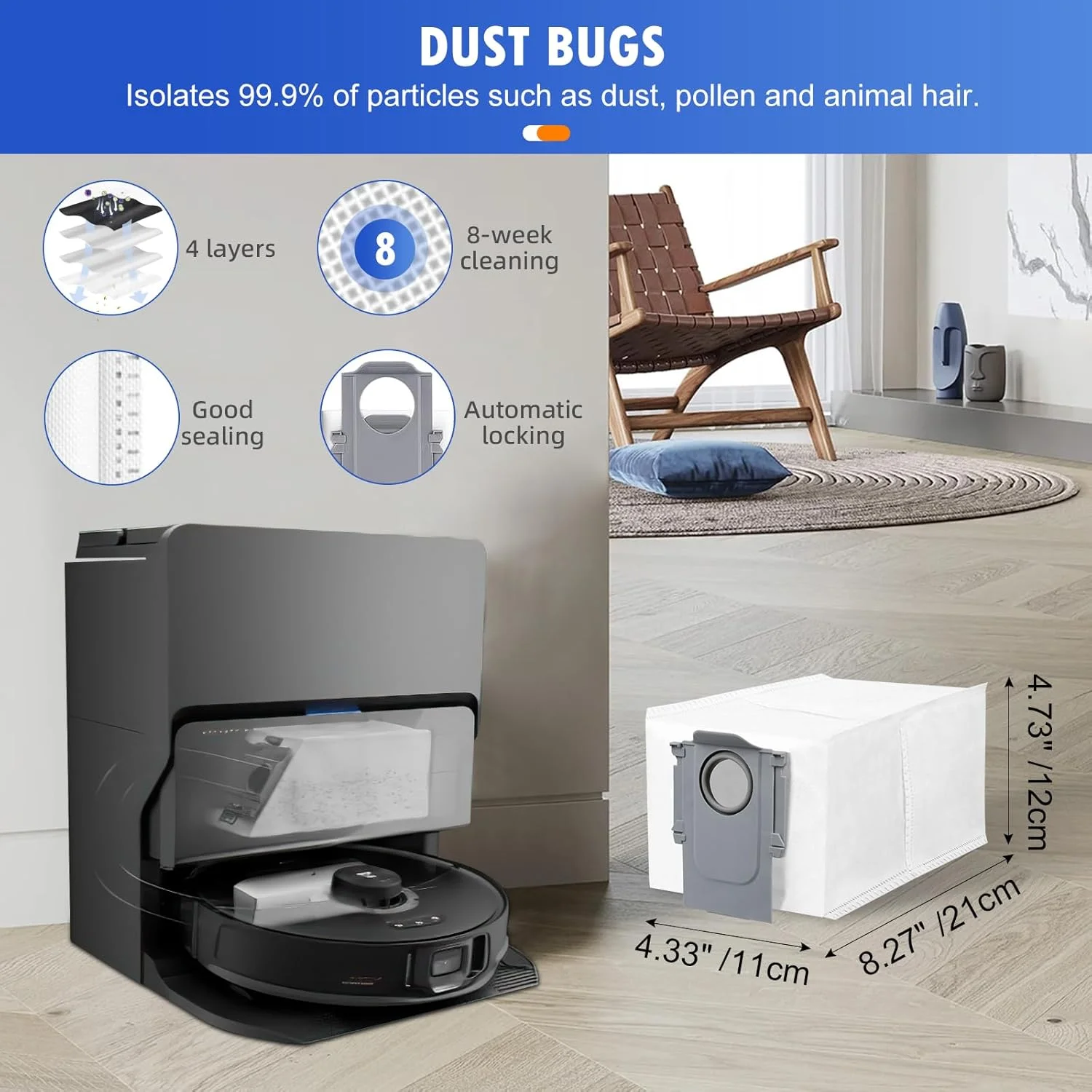 کیت لوازم جانبی 27 عددی برای جاروبرقی رباتیک Roborock S8 MaxV Ultra، شامل 2 برس اصلی، 6 کیسه گرد و غبار، 4 پارچه تمیز کننده، 4 پارچه تمیز کننده لبه، 4 فیلتر، 6 برس جانبی، 1 برس اصلی خود تمیز شونده، 1 برس تمیز کننده، 1 پیچ گوشتی کیت لوازم جانبی 27 عددی برای جاروبرقی رباتیک Roborock S8 MaxV Ultra، شامل 2 برس اصلی، 6 کیسه گرد و غبار، 4 پارچه تمیز کننده، 4 پارچه تمیز کننده لبه، 4 فیلتر، 6 برس جانبی، 1 برس اصلی خود تمیز شونده، 1 برس تمیز کننده، 1 پیچ گوشتی