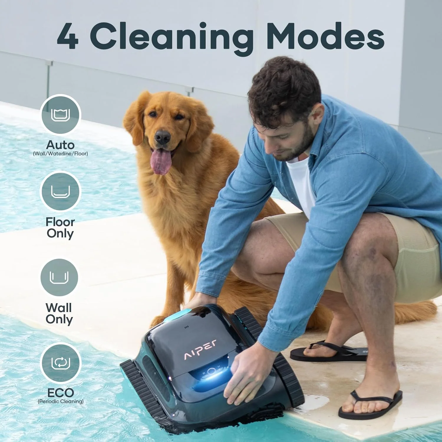 جاروبرقی رباتیک بی سیم AIPER Scuba S1، مسیریابی هوشمند برای استخرهای داخل زمینی تا 1600 فوت مربع، جاروبرقی تمیز کننده دیوار و خط آب جاروبرقی رباتیک بی سیم AIPER Scuba S1، مسیریابی هوشمند برای استخرهای داخل زمینی تا 1600 فوت مربع، جاروبرقی تمیز کننده دیوار و خط آب