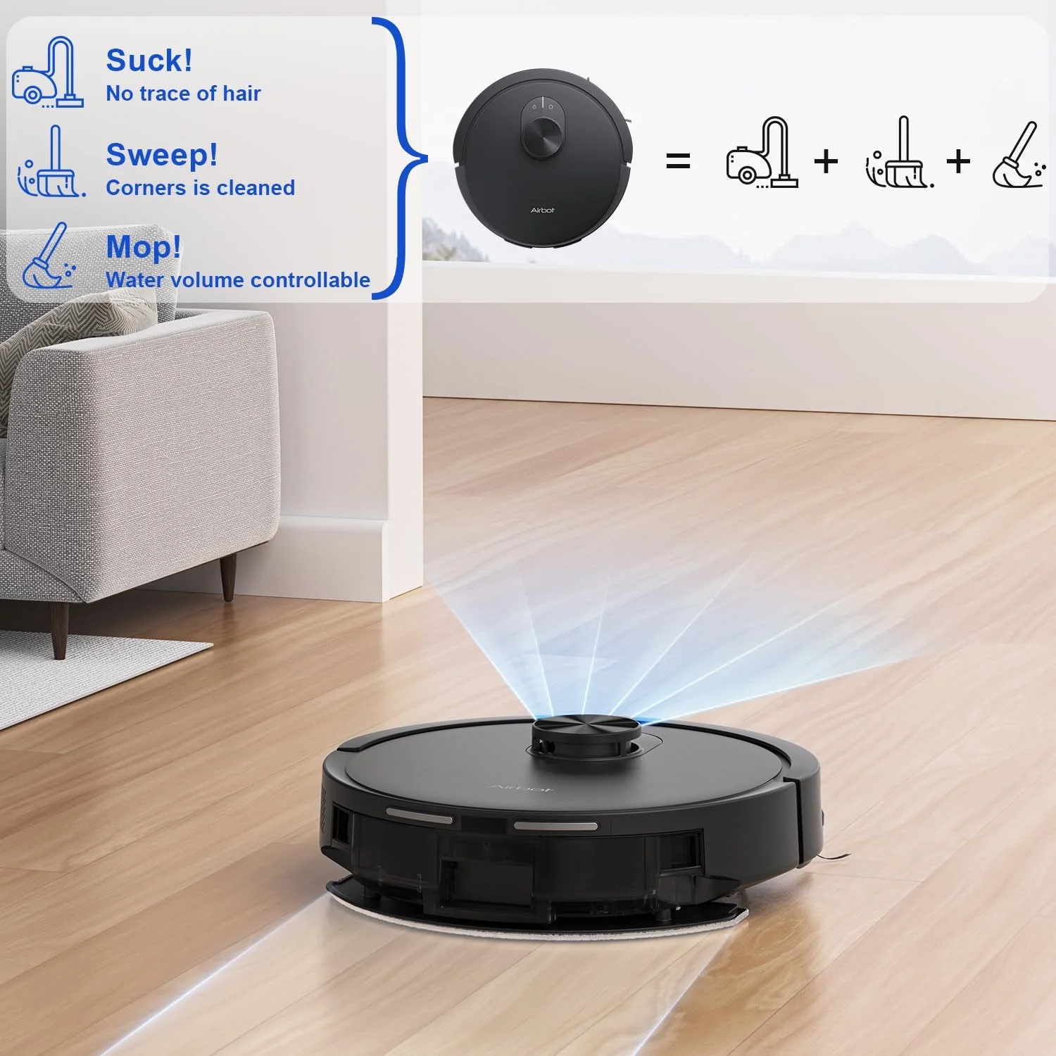 جاروبرقی رباتیک Airbot، جاروبرقی و طی کشی 2 در 1، قدرت مکش 12000Pa، مسیریابی هوشمند LiDar، شارژ خودکار، کنترل از طریق برنامه، قابلیت بالا رفتن از موانع تا 18 میلی متر، ایده آل برای موی حیوانات خانگی، کف سخت و فرش های کم ارتفاع (S9 Ultra) جاروبرقی رباتیک Airbot، جاروبرقی و طی کشی 2 در 1، قدرت مکش 12000Pa، مسیریابی هوشمند LiDar، شارژ خودکار، کنترل از طریق برنامه، قابلیت بالا رفتن از موانع تا 18 میلی متر، ایده آل برای موی حیوانات خانگی، کف سخت و فرش های کم ارتفاع (S9 Ultra)