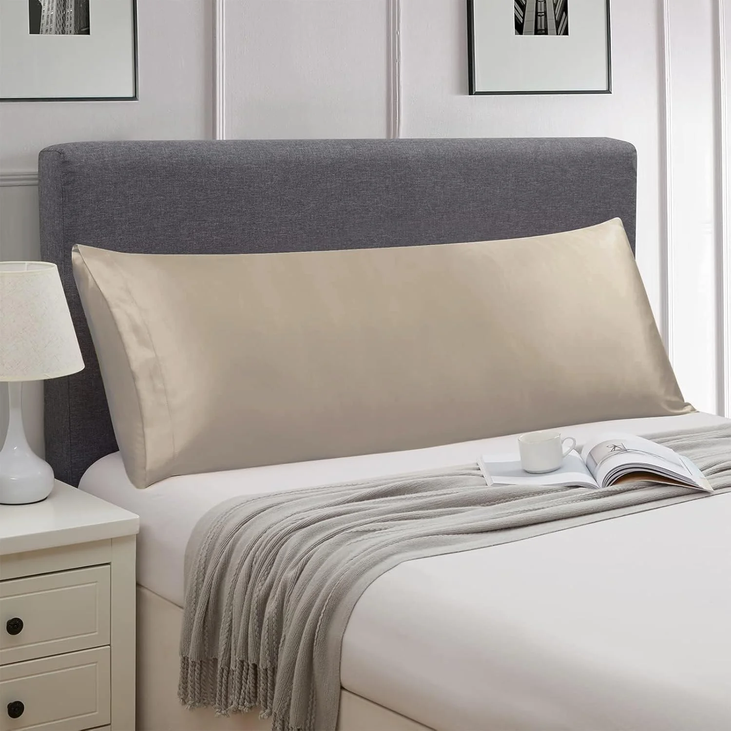 Ersmak Satin Body Pillow Cover, 20x54 Inches Sand Ultra Soft Satin Body Pillow Case for Hair and Skin, Silky Slip Cooling Long Side Satin Body Pillow Pillowcase with Envelope Closure Ersmak Satin Body Pillow Cover, 20x54 Inches Sand Ultra Soft Satin Body Pillow Case for Hair and Skin, Silky Slip Cooling Long Side Satin Body Pillow Pillowcase with Envelope Closure