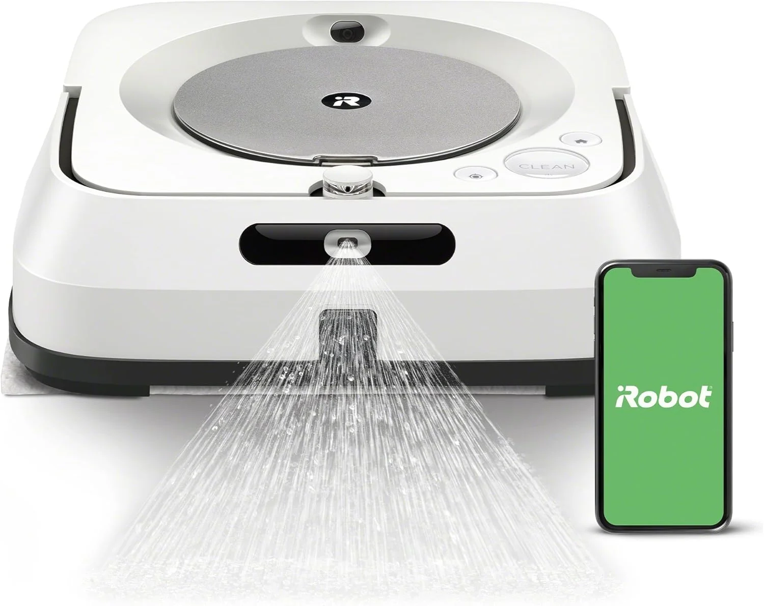 iRobot Braava M6 ربات طی کش حرفه ای با اسپری دقیق جت، ایده آل برای چندین اتاق و فضاهای بزرگ، سازگار با الکسا، مسیریابی هوشمند، حالت جارو خشک - سفید - M613840