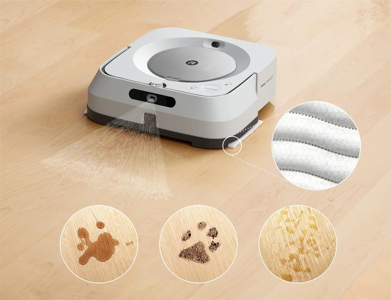 iRobot Braava M6 ربات طی کش حرفه ای با اسپری دقیق جت، ایده آل برای چندین اتاق و فضاهای بزرگ، سازگار با الکسا، مسیریابی هوشمند، حالت جارو خشک - سفید - M613840 iRobot Braava M6 ربات طی کش حرفه ای با اسپری دقیق جت، ایده آل برای چندین اتاق و فضاهای بزرگ، سازگار با الکسا، مسیریابی هوشمند، حالت جارو خشک - سفید - M613840