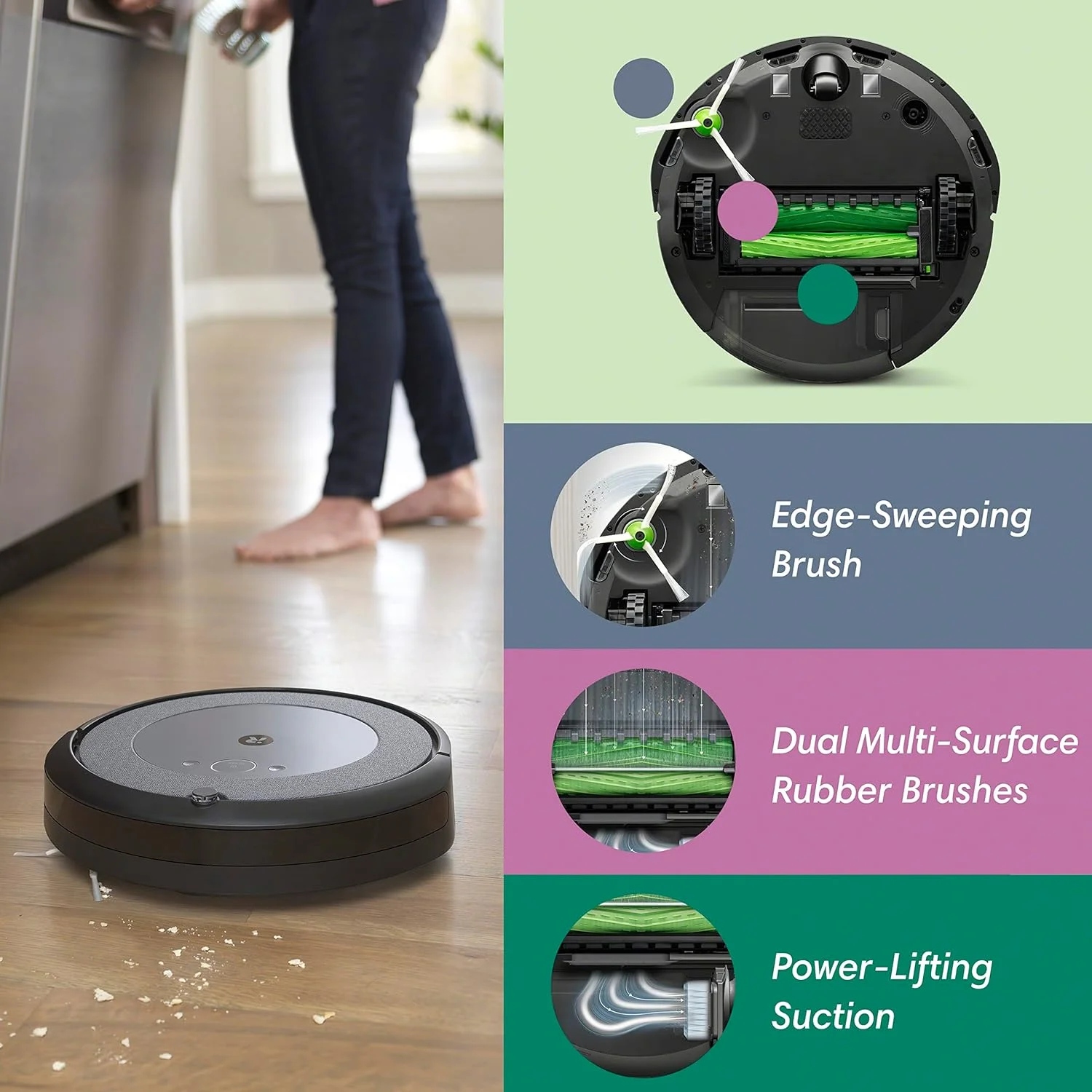 جاروبرقی رباتیک Irobot Roomba I3+ (3550) با تخلیه خودکار خاک - تخلیه خودکار تا 60 روز، اتصال Wi-Fi، نقشه برداری، سازگار با الکسا، ایده آل برای موی حیوانات خانگی، فرش، بافت خنثی جاروبرقی رباتیک Irobot Roomba I3+ (3550) با تخلیه خودکار خاک - تخلیه خودکار تا 60 روز، اتصال Wi-Fi، نقشه برداری، سازگار با الکسا، ایده آل برای موی حیوانات خانگی، فرش، بافت خنثی