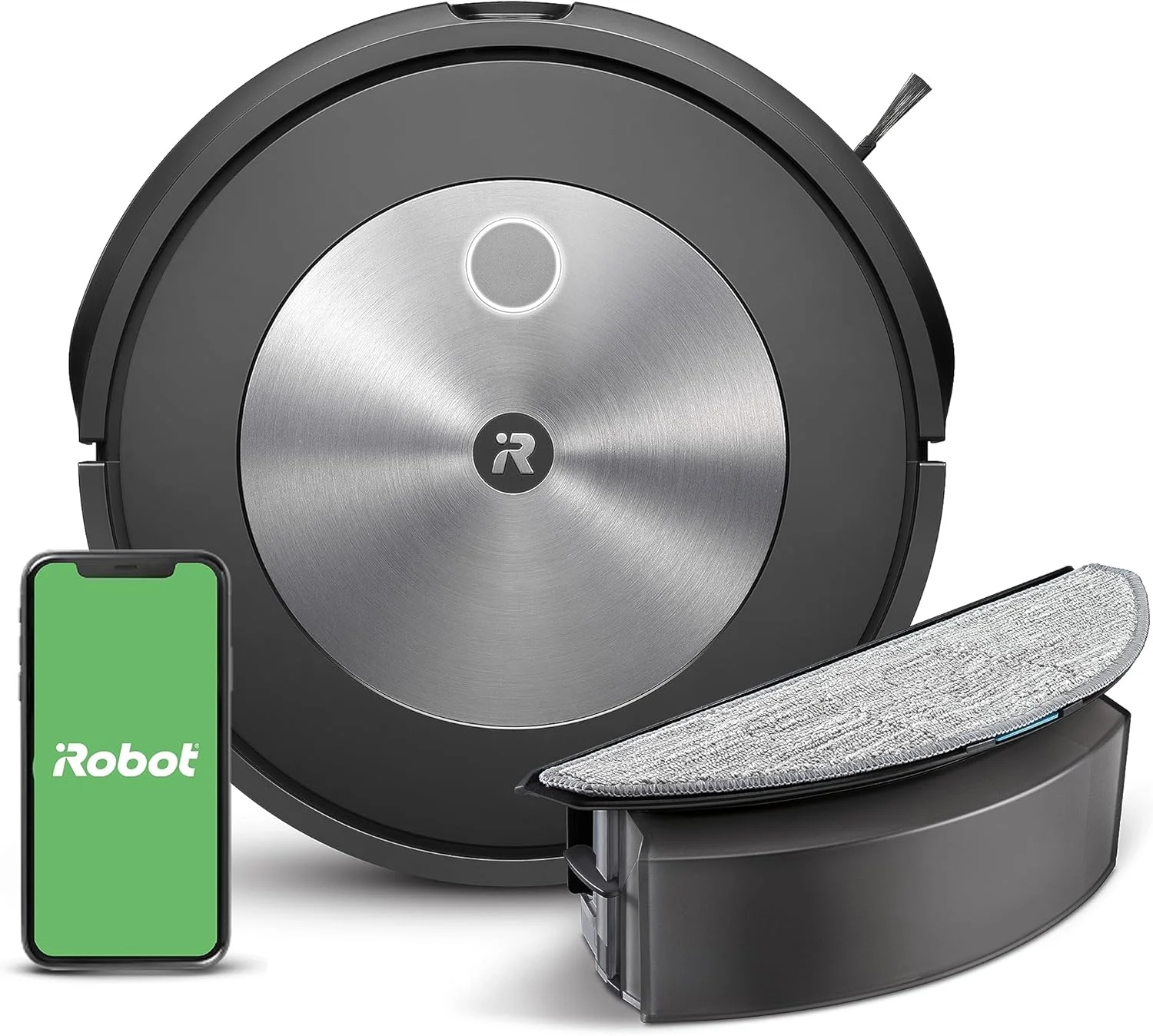 جاروبرقی رباتیک iRobot Roomba Combo j5 - جاروبرقی 2 در 1 با قابلیت تی کشی اختیاری، شناسایی و اجتناب از موانع مانند مدفوع حیوانات خانگی و سیم ها، تمیز کردن بر اساس اتاق با نقشه برداری هوشمند، سازگار با الکسا، ایده آل برای موی حیوانات خانگی