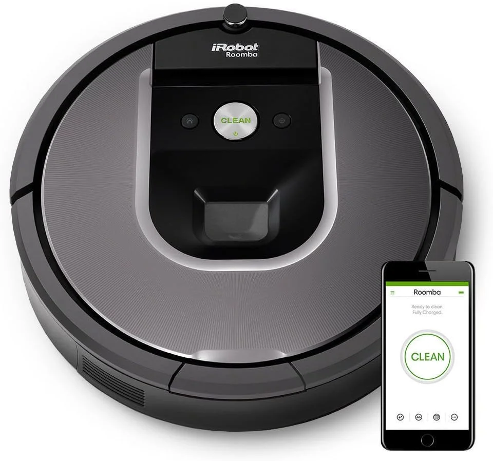 جاروبرقی رباتیک iRobot Roomba 960 - اتصال Wi-Fi، نقشه برداری، سازگار با الکسا، ایده آل برای موی حیوانات خانگی، فرش، کف سخت، مشکی