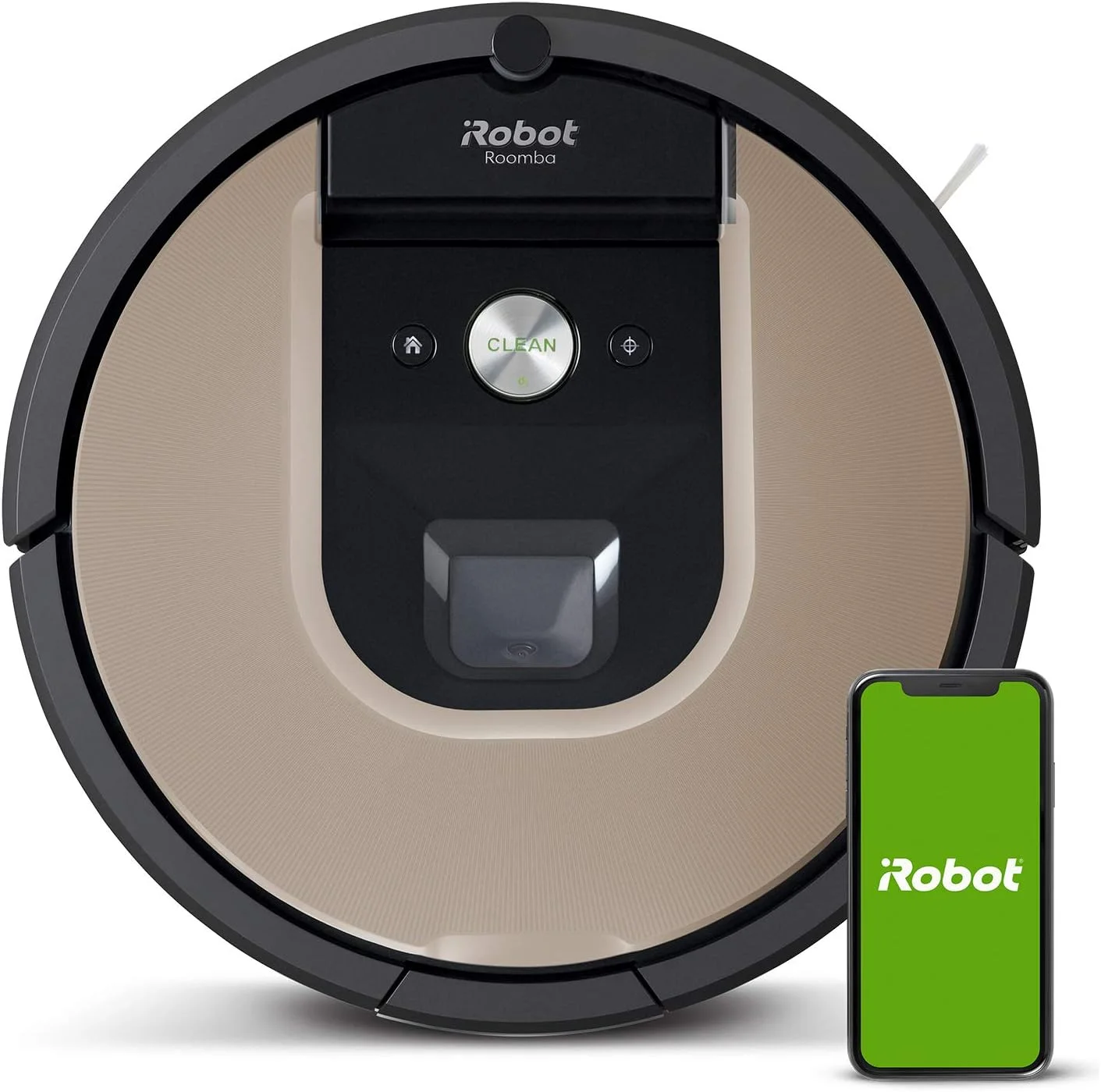 جاروبرقی رباتیک هوشمند iRobot Roomba 976 با قابلیت اتصال به وای فای، مکش قوی، قابلیت شارژ و ادامه خودکار، مناسب برای حیوانات خانگی، سیستم تمیز کننده 3 مرحله ای و دستیار صوتی، طلایی