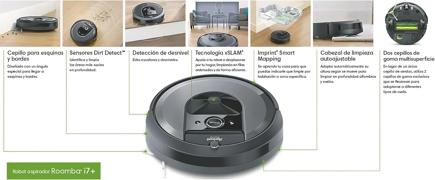 جاروبرقی رباتیک متصل iRobot® Roomba® i7+ (i755640) - تخلیه خودکار خاک - برس های لاستیکی دوگانه چند سطحی - یاد می گیرد، نقشه برداری می کند و تطبیق می یابد - تمیز کردن بر اساس شی - پیشنهادات شخصی جاروبرقی رباتیک متصل iRobot® Roomba® i7+ (i755640) - تخلیه خودکار خاک - برس های لاستیکی دوگانه چند سطحی - یاد می گیرد، نقشه برداری می کند و تطبیق می یابد - تمیز کردن بر اساس شی - پیشنهادات شخصی
