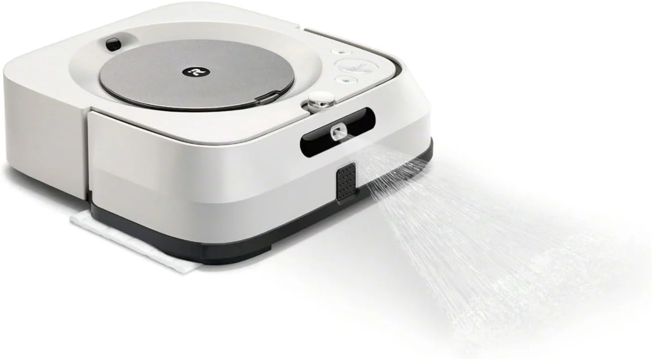 ربات تمیز کننده کف زمین iRobot Braava Jet M6 (6110) - اتصال Wi-Fi، اسپری دقیق جت، نقشه برداری هوشمند، سازگار با الکسا، ایده آل برای اتاق های متعدد، شارژ و ادامه کار، سفید (بازسازی شده) ربات تمیز کننده کف زمین iRobot Braava Jet M6 (6110) - اتصال Wi-Fi، اسپری دقیق جت، نقشه برداری هوشمند، سازگار با الکسا، ایده آل برای اتاق های متعدد، شارژ و ادامه کار، سفید (بازسازی شده)