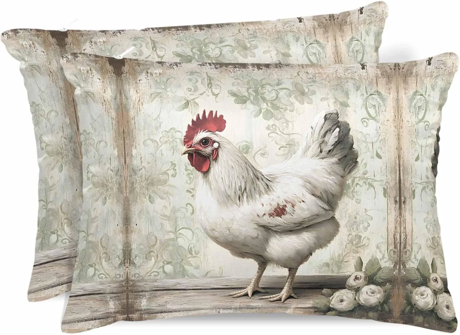 روبالشی ساتن طرح روستایی برای مو و پوست، طرح گل سفید مرغی، بسته 2 عددی با زیپ، بسیار نرم و خنک شبیه روکش های ابریشمی، 50x66 سانتی متر روبالشی ساتن طرح روستایی برای مو و پوست، طرح گل سفید مرغی، بسته 2 عددی با زیپ، بسیار نرم و خنک شبیه روکش های ابریشمی، 50x66 سانتی متر