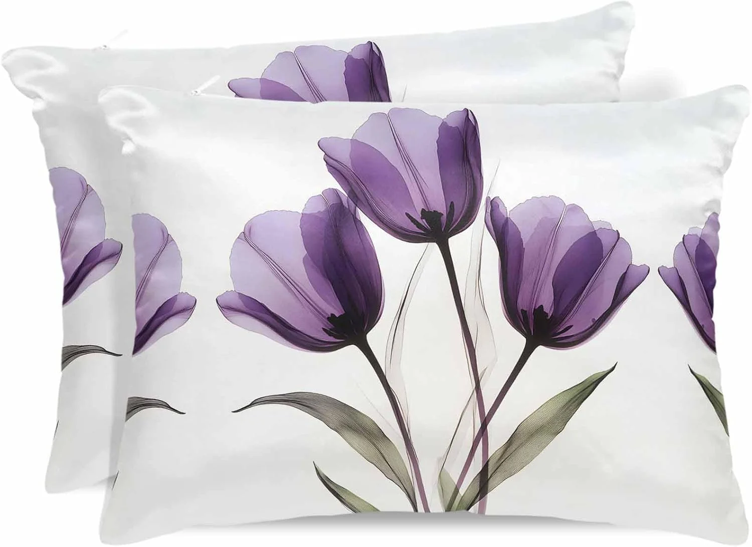 روبالشی ساتن طرح گلدار با جلوه شفاف برای مو و پوست، طرح لاله بنفش وینتیج، بسته 2 عددی با زیپ، بسیار نرم و خنک شبیه روکش های ابریشمی، سایز 50x91 سانتی متر روبالشی ساتن طرح گلدار با جلوه شفاف برای مو و پوست، طرح لاله بنفش وینتیج، بسته 2 عددی با زیپ، بسیار نرم و خنک شبیه روکش های ابریشمی، سایز 50x91 سانتی متر