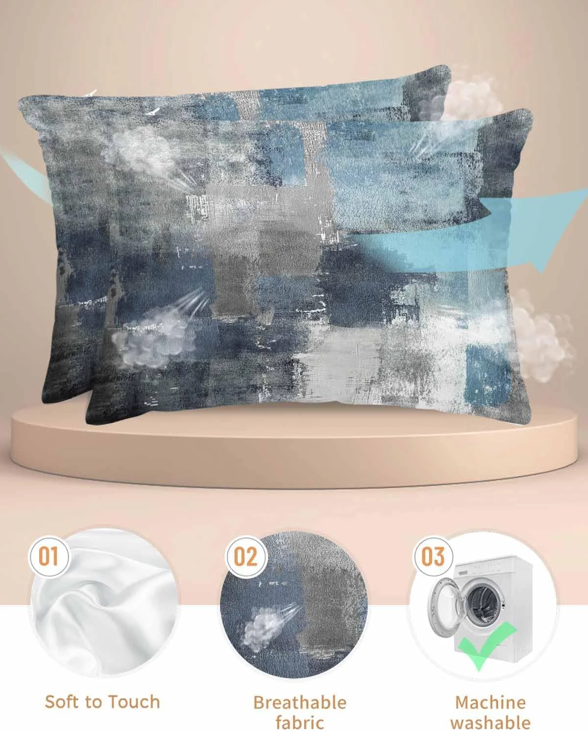 روبالشی ساتن خاکستری آبی طرح آبستره برای مو و پوست، روبالشی مدرن گرافیتی وینتیج، بسته 2 عددی با زیپ، بسیار نرم و خنک شبیه روکش بالش ابریشمی، 50x75 سانتی متر روبالشی ساتن خاکستری آبی طرح آبستره برای مو و پوست، روبالشی مدرن گرافیتی وینتیج، بسته 2 عددی با زیپ، بسیار نرم و خنک شبیه روکش بالش ابریشمی، 50x75 سانتی متر