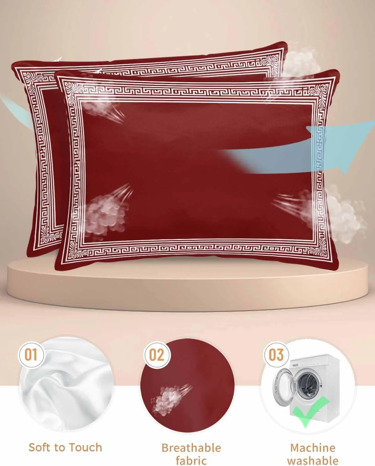 روبالشی ساتن قرمز و سفید برای مو و پوست، طرح هندسی کلید یونانی، هنر انتزاعی وینتیج، بسته 2 عددی با زیپ، فوق العاده نرم و خنک کننده شبیه روکش های ابریشمی، 50x75 سانتی متر روبالشی ساتن قرمز و سفید برای مو و پوست، طرح هندسی کلید یونانی، هنر انتزاعی وینتیج، بسته 2 عددی با زیپ، فوق العاده نرم و خنک کننده شبیه روکش های ابریشمی، 50x75 سانتی متر