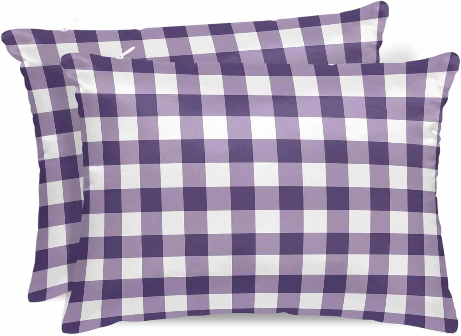 روبالشی ساتن طرح چهارخانه بنفش برای مو و پوست، روبالشی های گرادیان بنفش وینتیج، بسته 2 عددی با زیپ، فوق العاده نرم و خنک شبیه روکش های ابریشمی، 50x75 سانتی متر