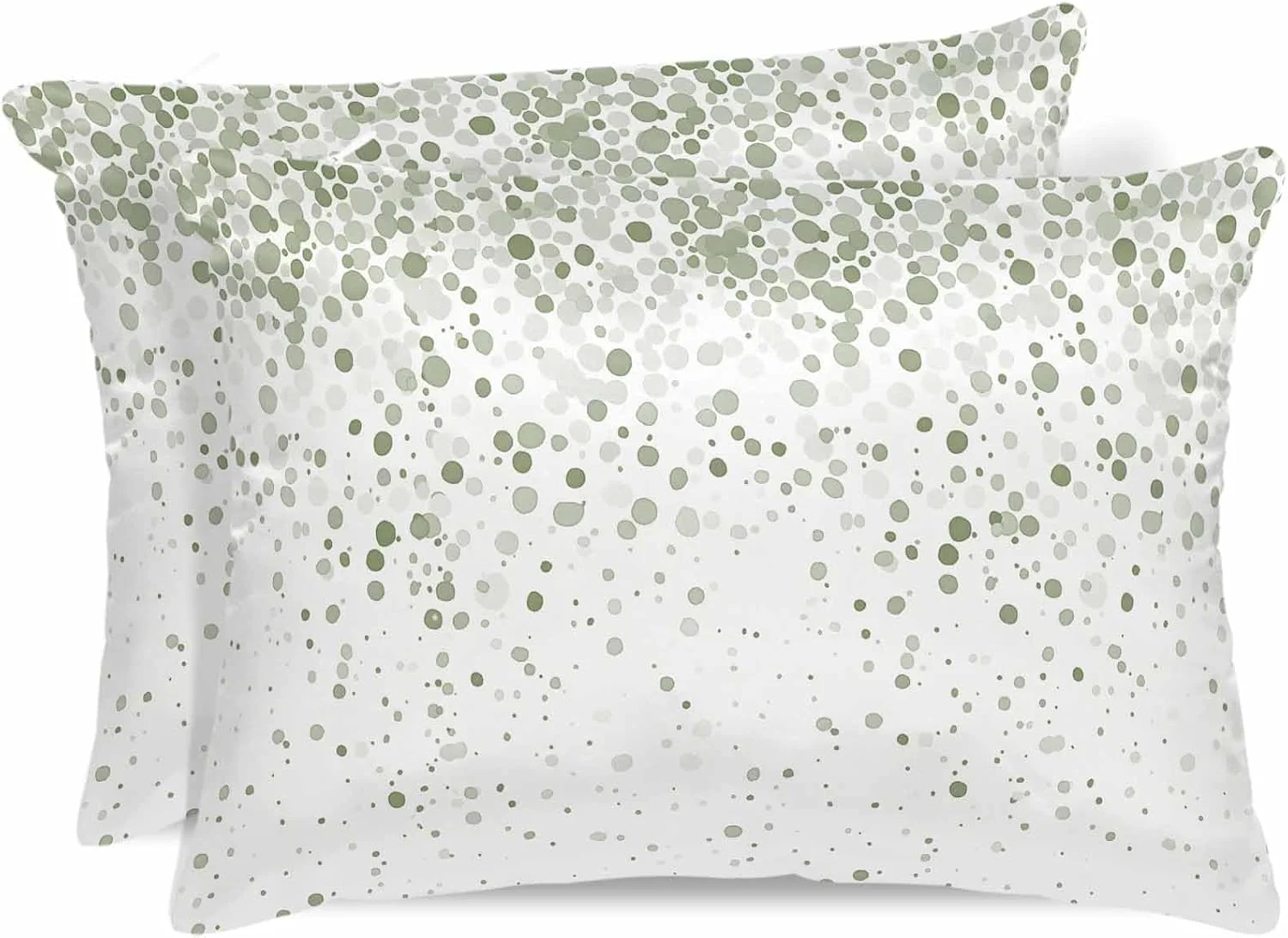 روبالشی ساتن سبز خالدار برای مو و پوست، گرادیان آبرنگی سبز، روبالشی های وینتیج 2 عددی با زیپ، بسیار نرم و خنک شبیه روکش های ابریشمی، 50x66 سانتی متر