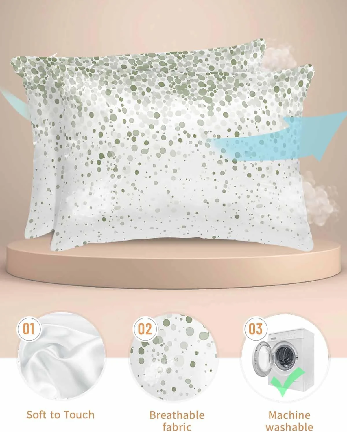 روبالشی ساتن سبز خالدار برای مو و پوست، گرادیان آبرنگی سبز، روبالشی های وینتیج 2 عددی با زیپ، بسیار نرم و خنک شبیه روکش های ابریشمی، 50x66 سانتی متر روبالشی ساتن سبز خالدار برای مو و پوست، گرادیان آبرنگی سبز، روبالشی های وینتیج 2 عددی با زیپ، بسیار نرم و خنک شبیه روکش های ابریشمی، 50x66 سانتی متر