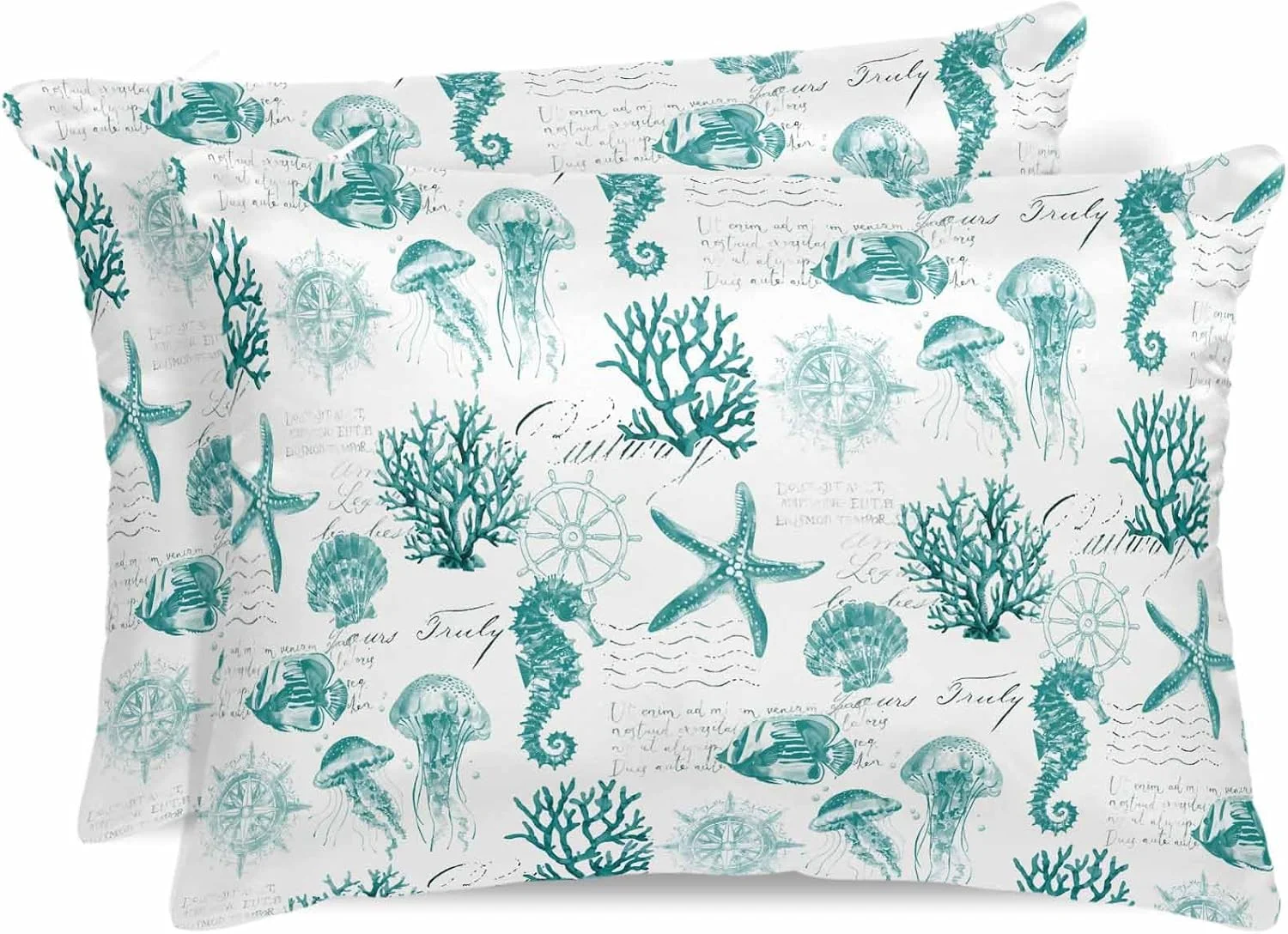 روبالشتی ساتن طرح صدف مرجانی اسب دریایی برای مو و پوست، روبالشتی طرح ستاره دریایی اقیانوسی وینتیج، بسته 2 عددی با زیپ، فوق العاده نرم و خنک شبیه روکش های ابریشمی، 50x91 سانتی متر روبالشتی ساتن طرح صدف مرجانی اسب دریایی برای مو و پوست، روبالشتی طرح ستاره دریایی اقیانوسی وینتیج، بسته 2 عددی با زیپ، فوق العاده نرم و خنک شبیه روکش های ابریشمی، 50x91 سانتی متر