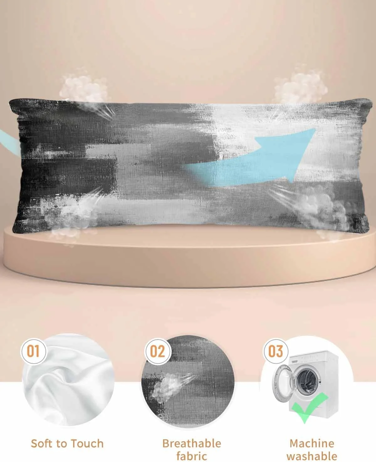 روبالشی ساتن رنگ خاکستری برای مو و پوست، طرح انتزاعی و کهنه نما، بسته 2 عددی با زیپ، بسیار نرم و خنک شبیه روکش های ابریشمی، 50x137 سانتی متر روبالشی ساتن رنگ خاکستری برای مو و پوست، طرح انتزاعی و کهنه نما، بسته 2 عددی با زیپ، بسیار نرم و خنک شبیه روکش های ابریشمی، 50x137 سانتی متر